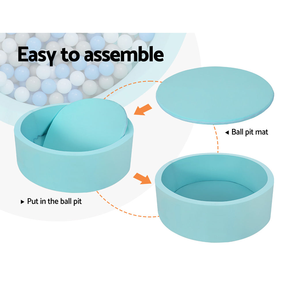 Keezi Kids Ball Pit 90x30cm Ocean Foam Barrier Toys Children Blue