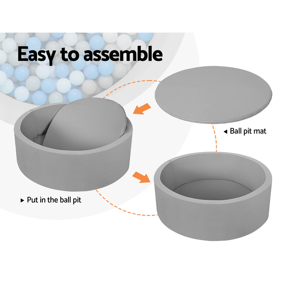 Keezi Kids Ball Pit 90x30cm Ocean Foam Barrier Toys Children Grey