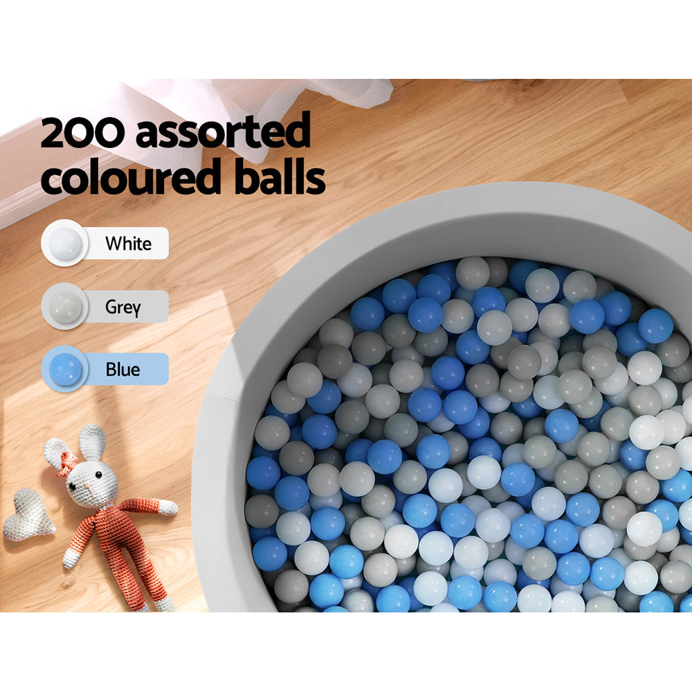 Keezi Kids Ball Pit 90x30cm Ocean Foam Barrier Toys Children Grey