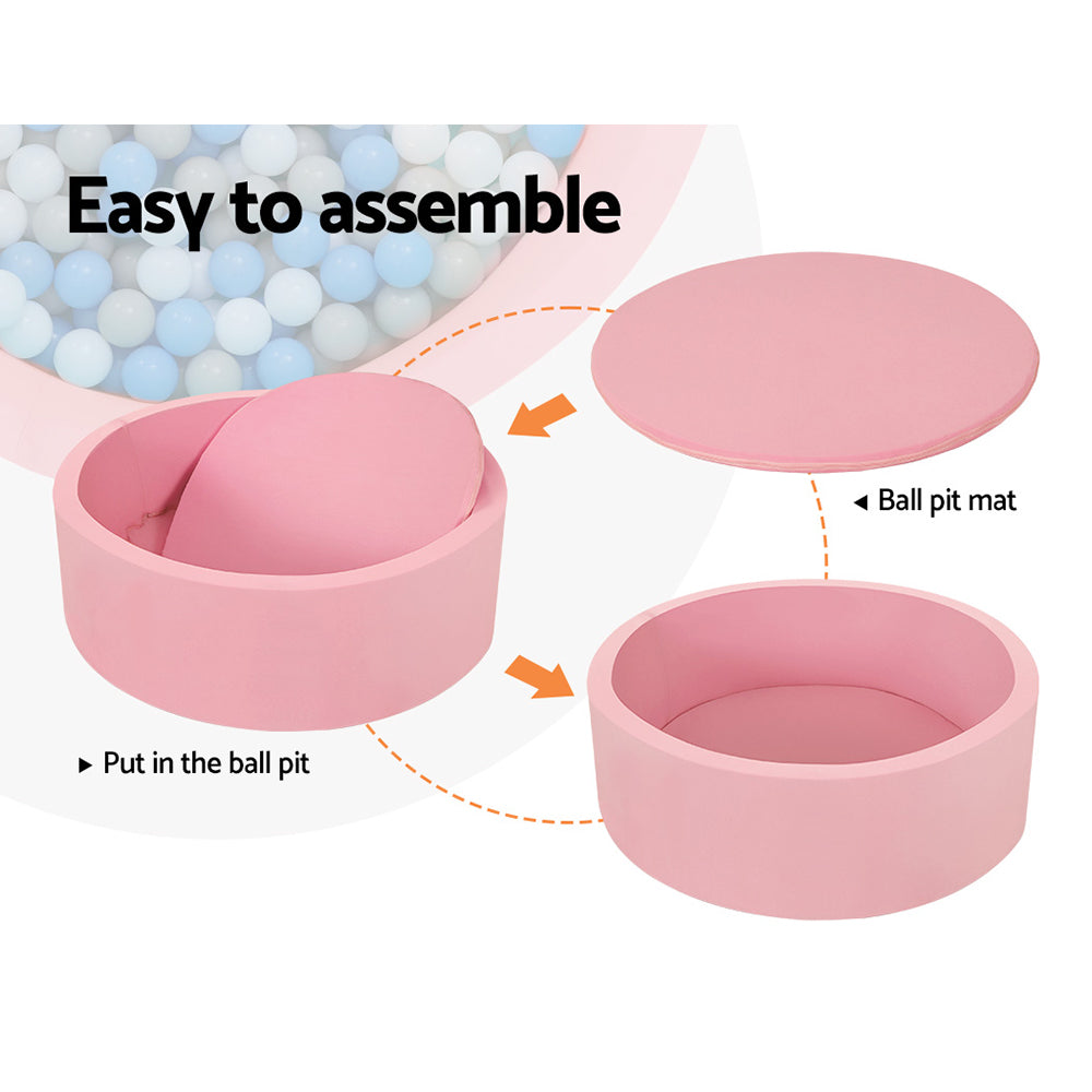 Keezi Kids Ball Pit 90x30cm Ocean Foam Barrier Toys Children Pink