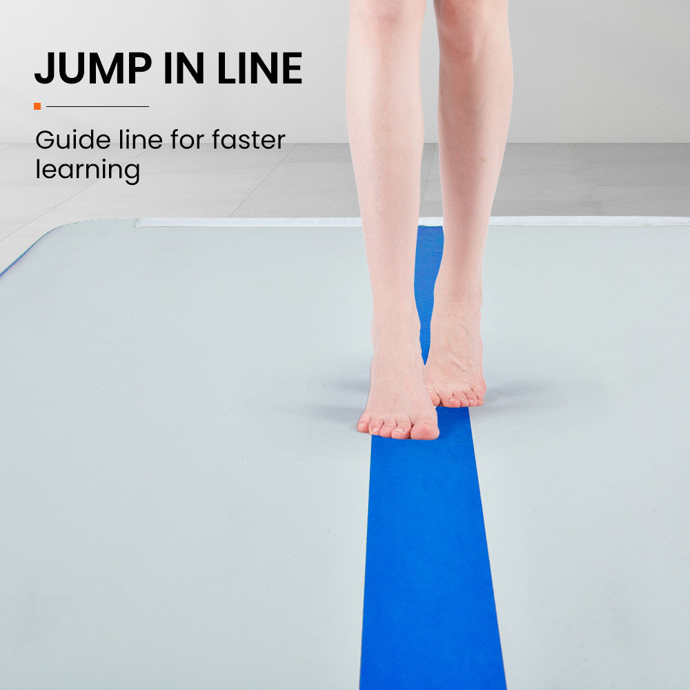 PROFLEX 400x100x10cm Inflatable Air Track Mat Tumbling Gymnastics, Blue & White (No Pump)