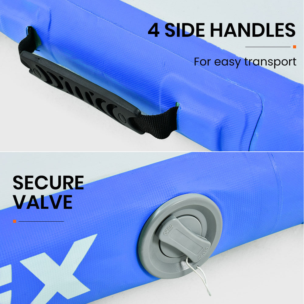 PROFLEX 400x100x10cm Inflatable Air Track Mat Tumbling Gymnastics, Blue & White (No Pump)