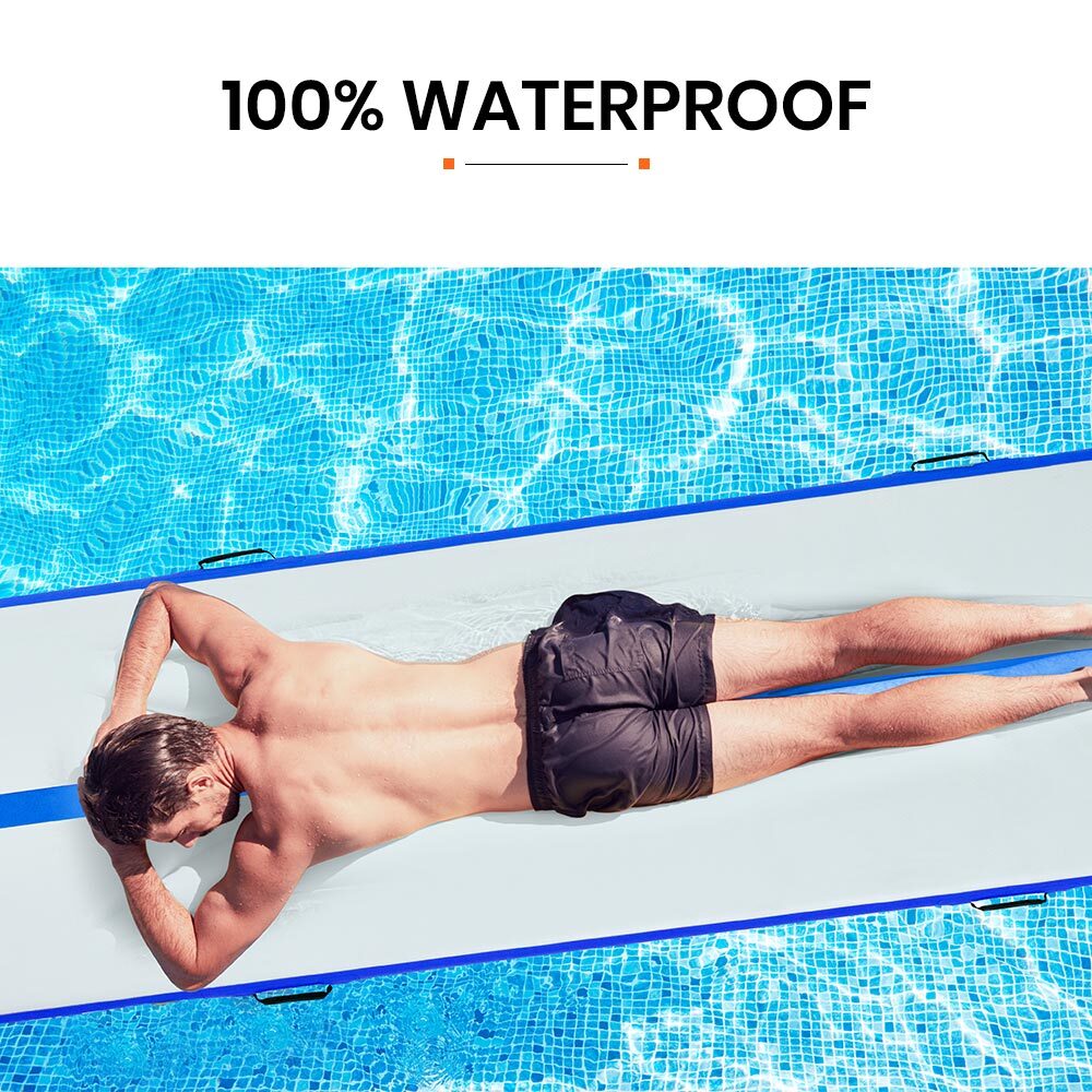 PROFLEX 400x100x10cm Inflatable Air Track Mat Tumbling Gymnastics, Blue & White (No Pump)