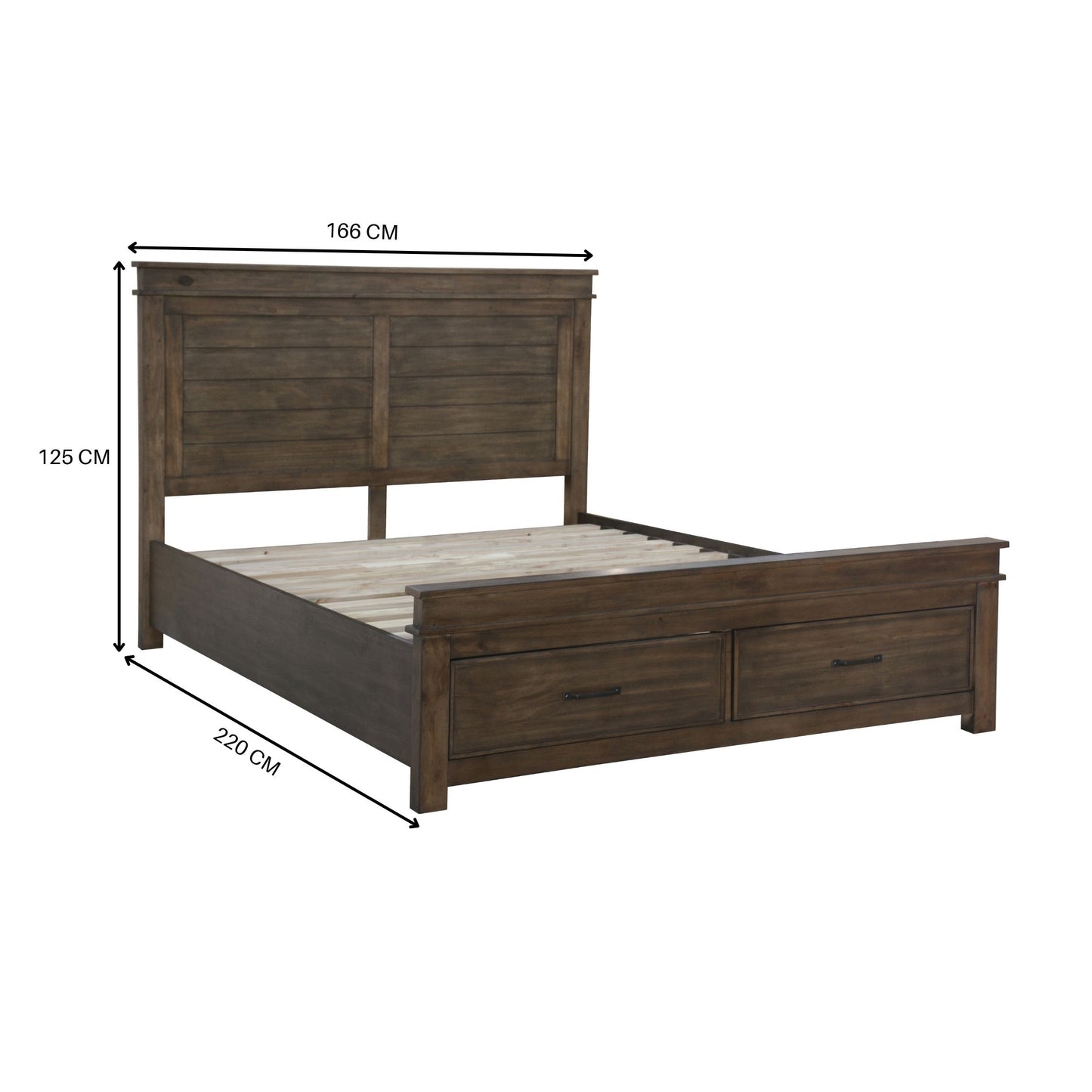 Lily Bed Frame Queen Size Timber Mattress Base -Rustic Grey