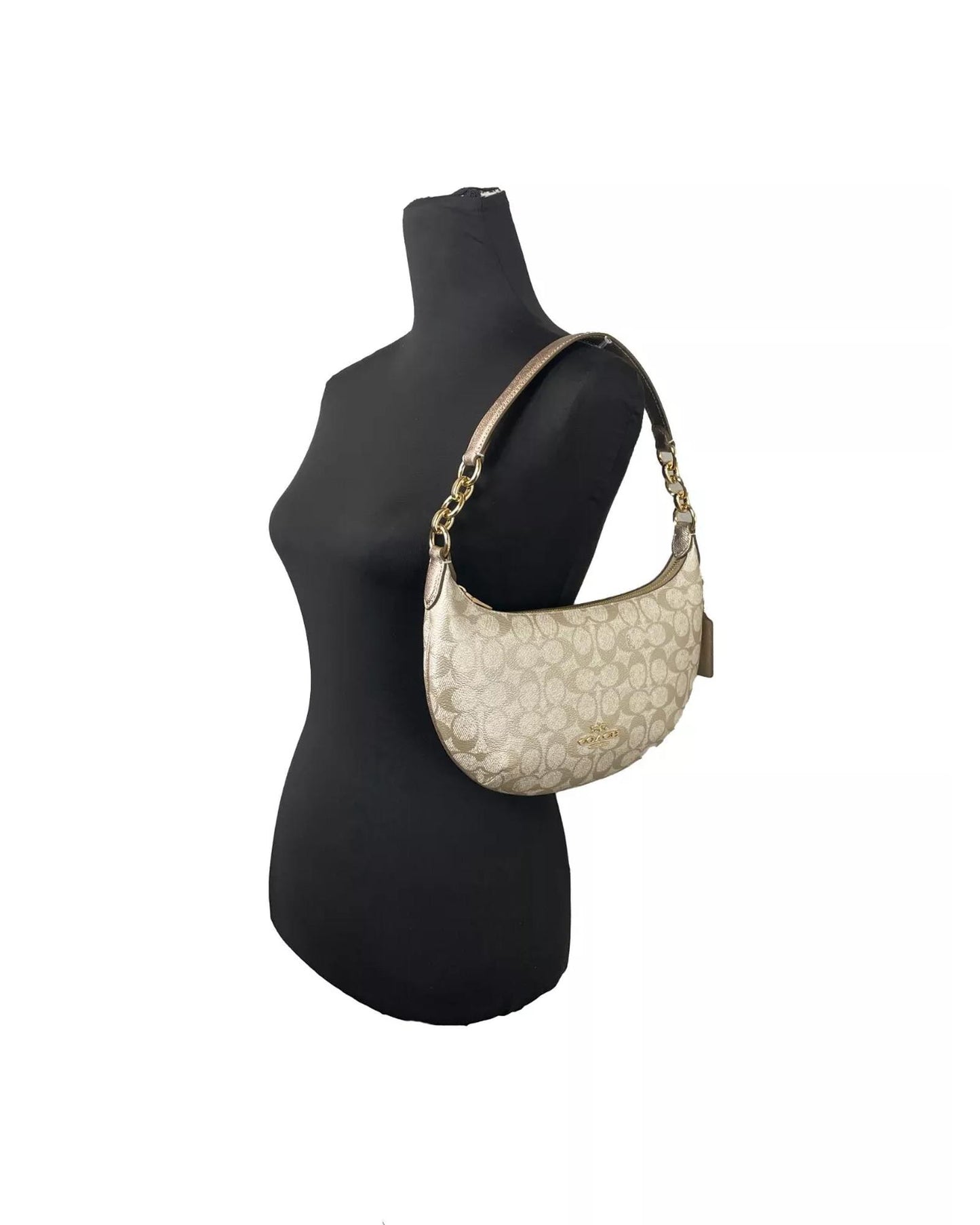 COACH Women's Payton Signature PVC Leather Shoulder Bag Champagne Gold - One Size
