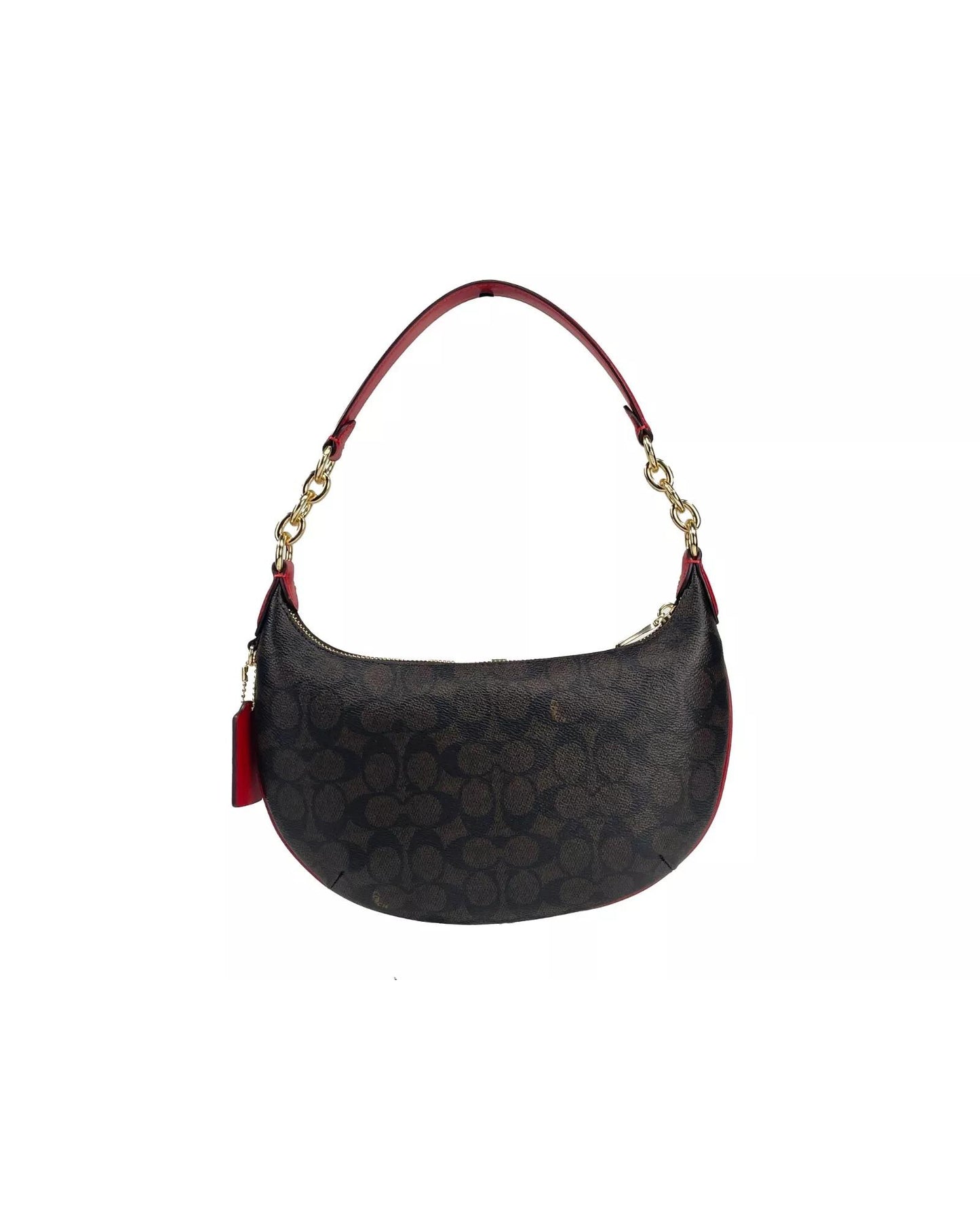 COACH Women's Payton Signature PVC Leather Shoulder Bag Brown Red - One Size