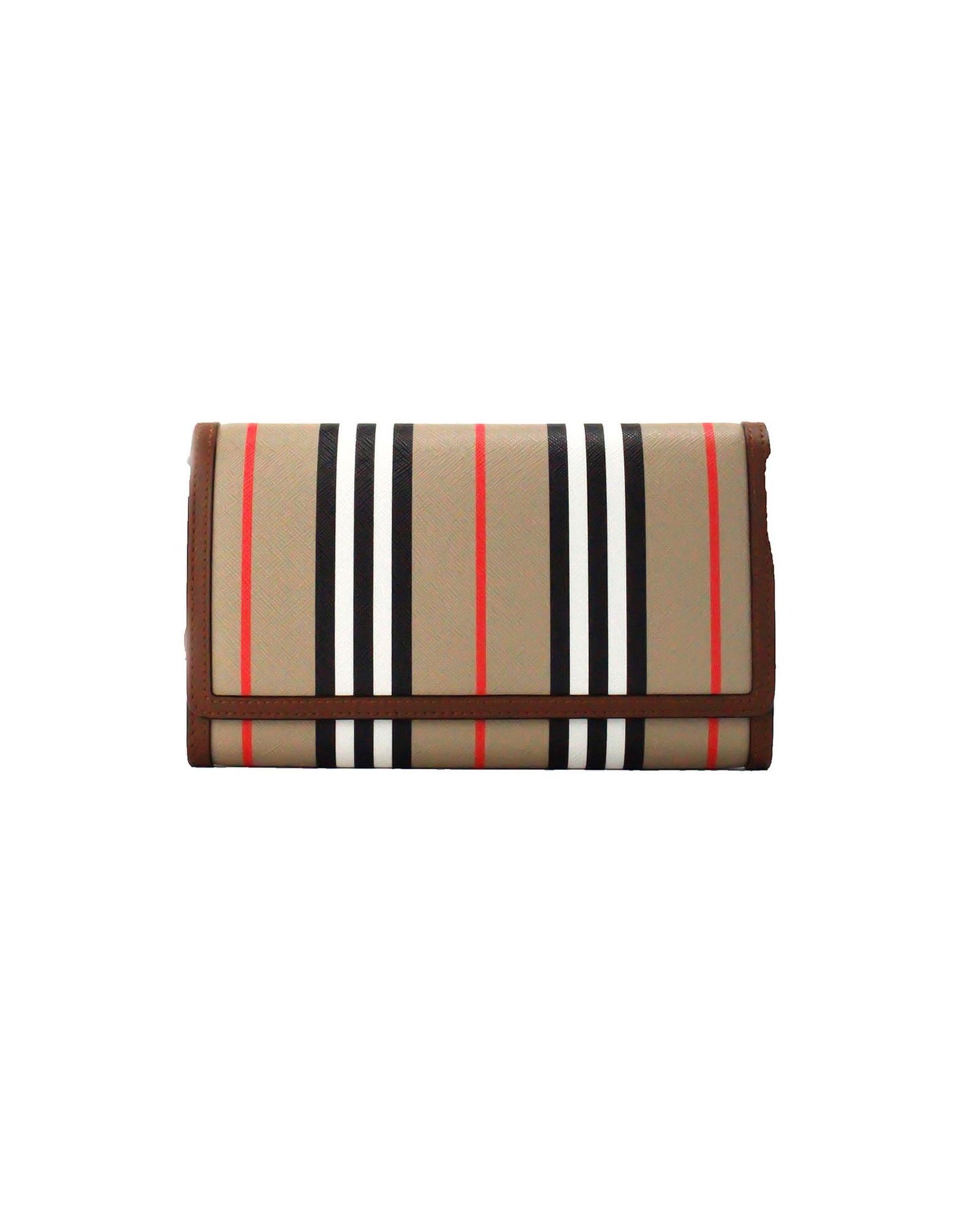 Burberry Women's Hannah Icon Stripe Archive Tan E-Canvas Leather Wallet Crossbody Bag - One Size