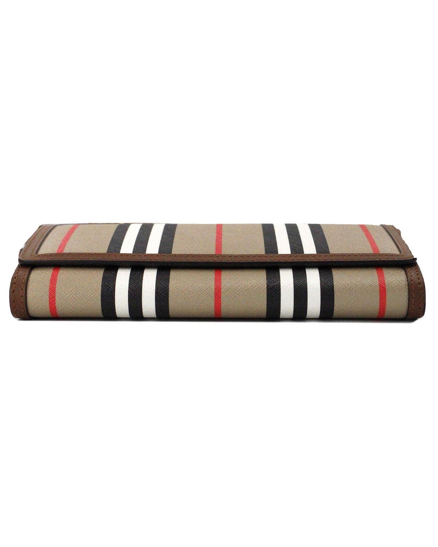 Burberry Women's Hannah Icon Stripe Archive Tan E-Canvas Leather Wallet Crossbody Bag - One Size