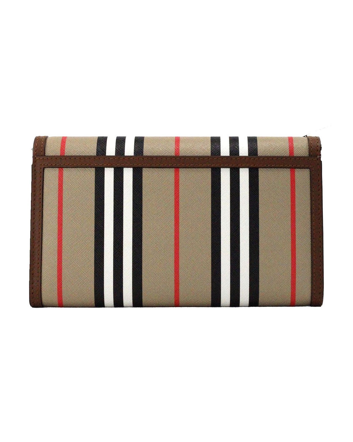 Burberry Women's Hannah Icon Stripe Archive Tan E-Canvas Leather Wallet Crossbody Bag - One Size