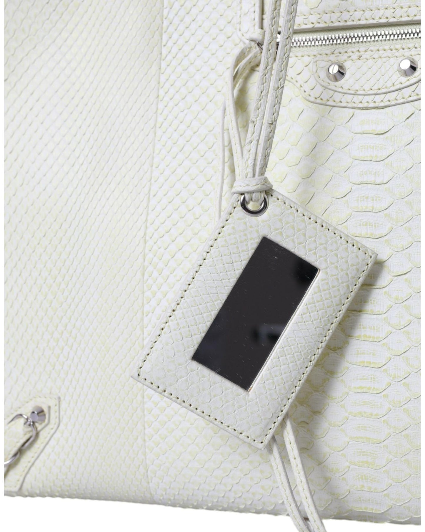 Balenciaga Women's Chic Python Leather Tote in White & Yellow - One Size