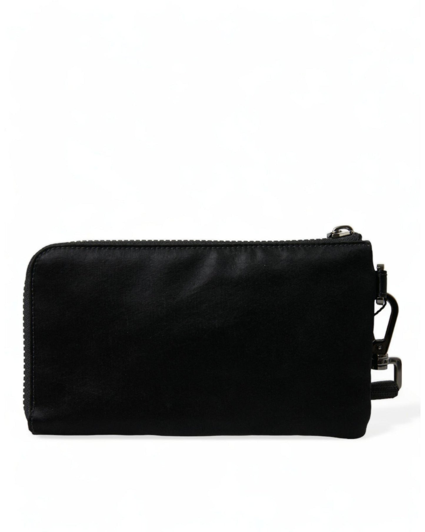 Dolce & Gabbana Women's Black Nylon Logo Plaque Keyring Pouch Clutch Bag - One Size