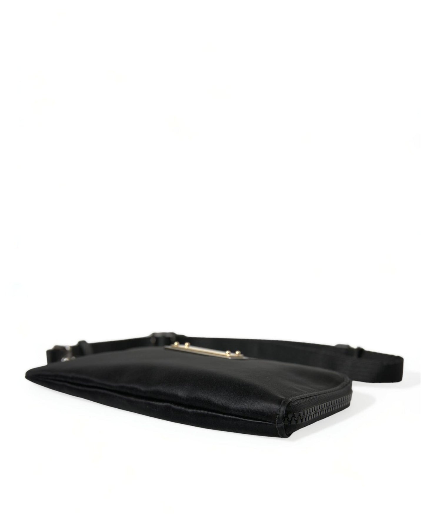 Dolce & Gabbana Women's Black Nylon Logo Plaque Keyring Pouch Clutch Bag - One Size