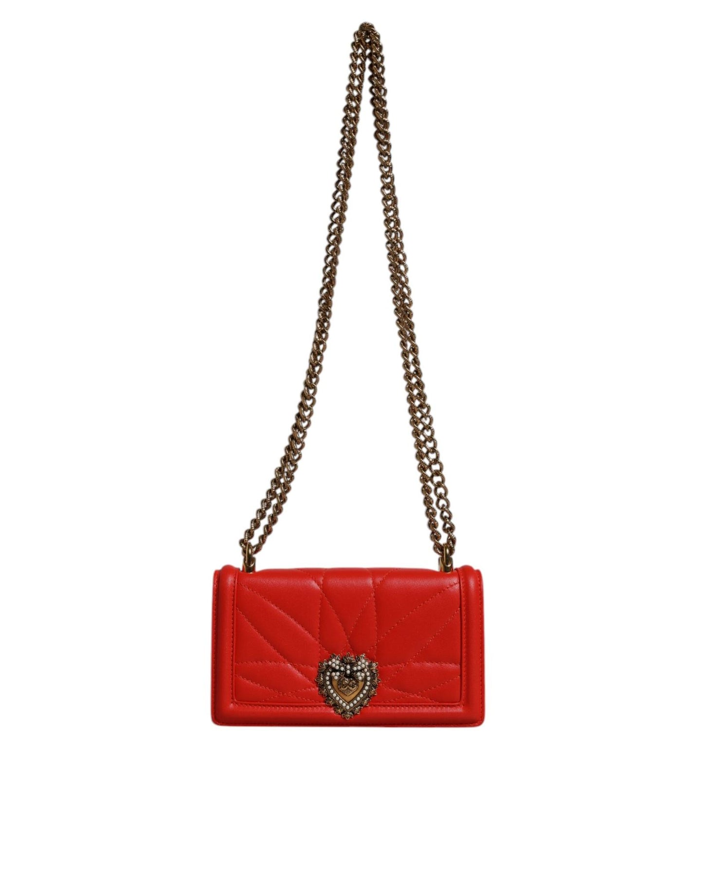 Dolce & Gabbana Women's Red Quilted Devotion Crossbody Chain Phone Cover Bag - One Size