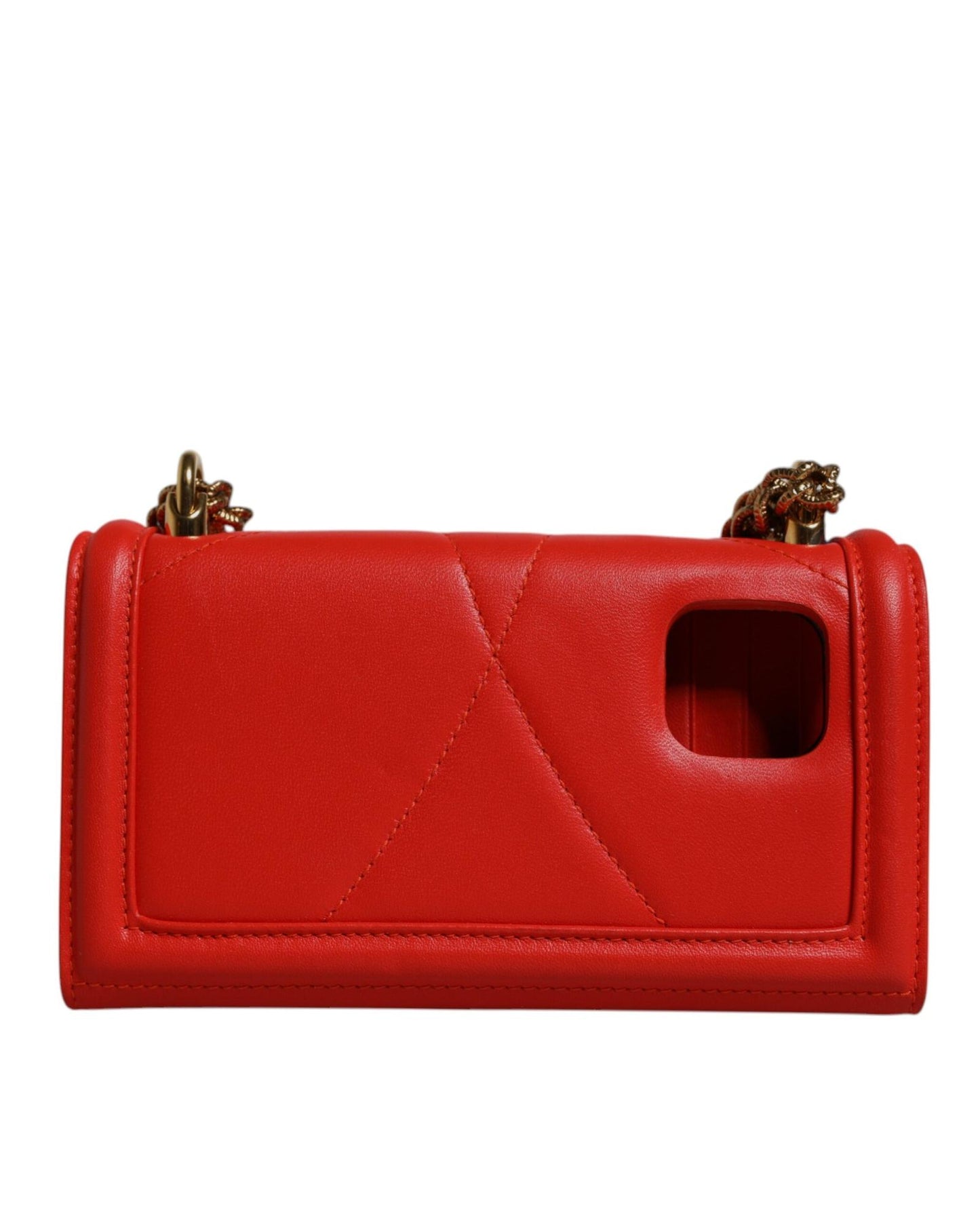 Dolce & Gabbana Women's Red Quilted Devotion Crossbody Chain Phone Cover Bag - One Size