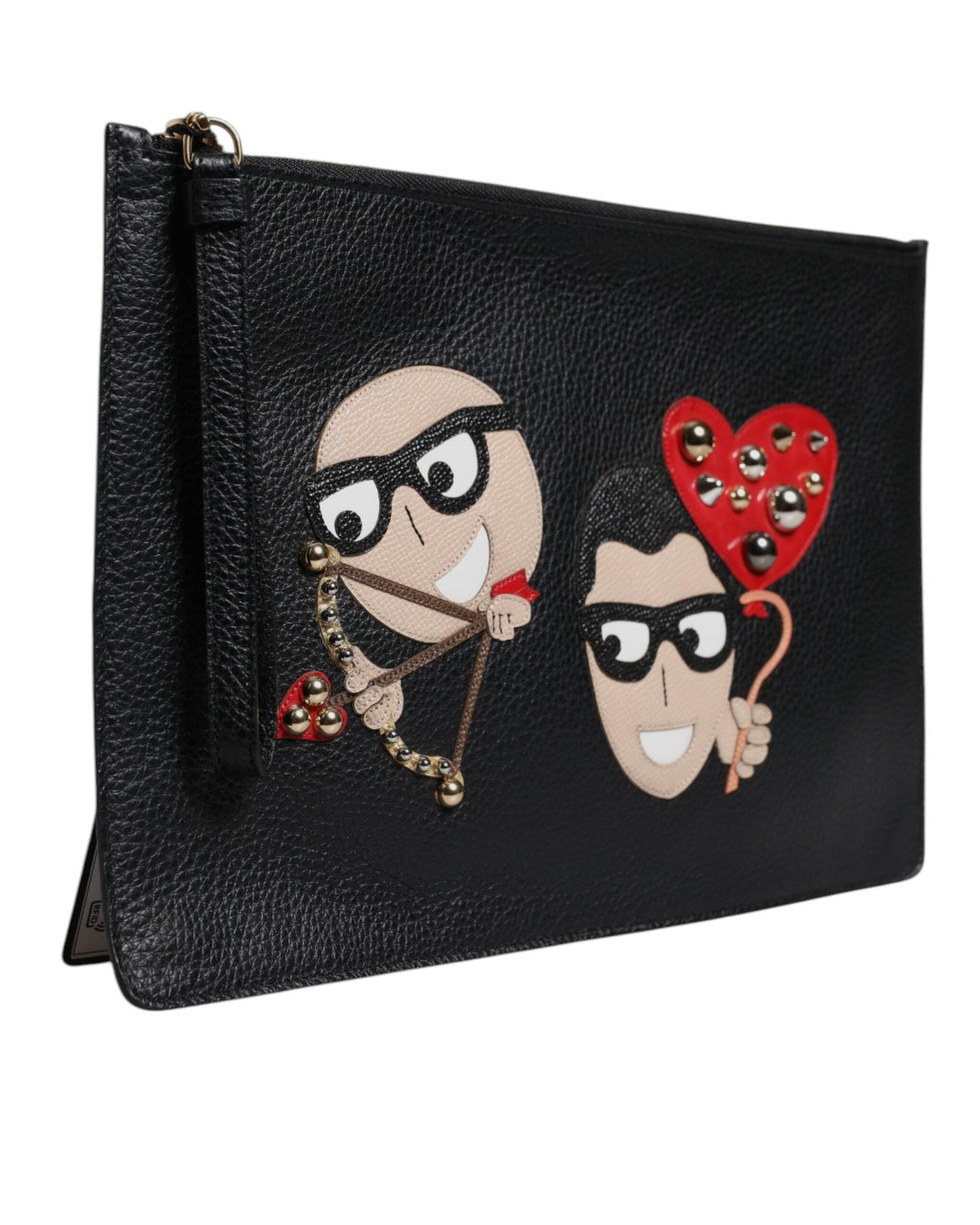 Dolce & Gabbana Women's Black #DGFamily Embellished Leather Clutch Bag - One Size
