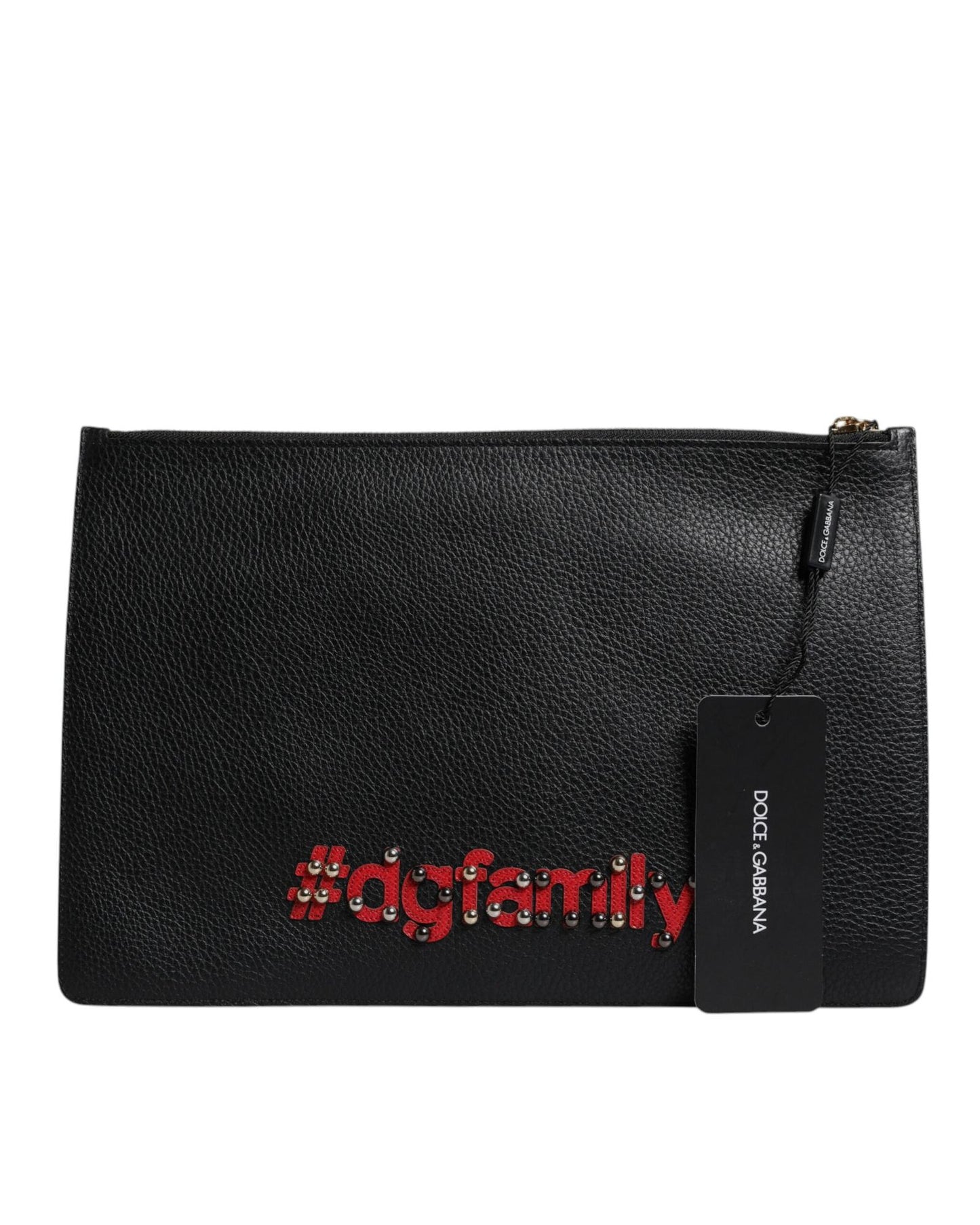 Dolce & Gabbana Women's Black #DGFamily Embellished Leather Clutch Bag - One Size
