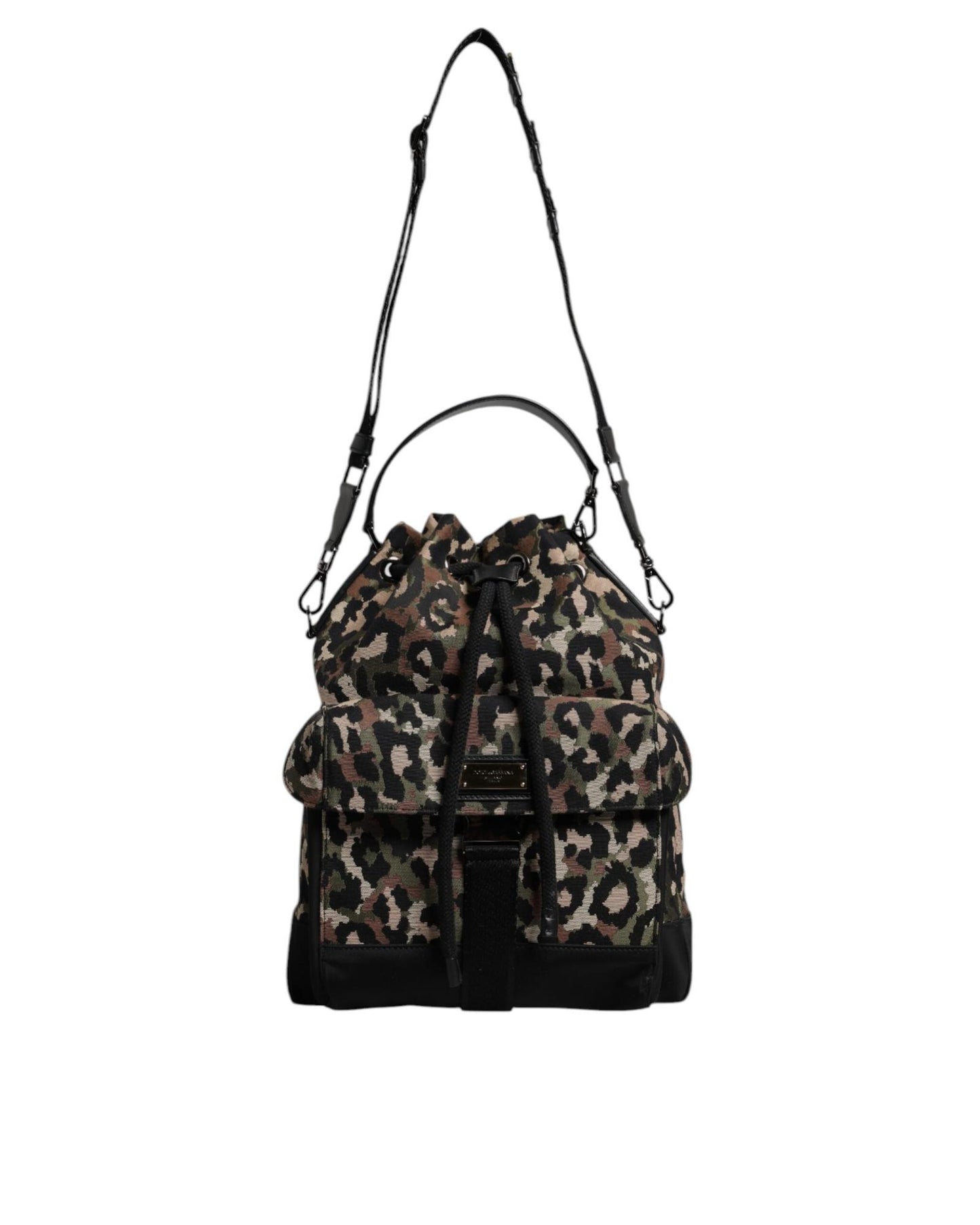 Dolce & Gabbana Men's Multicolor Leopard Cotton Shoulder Bucket Bag - One Size