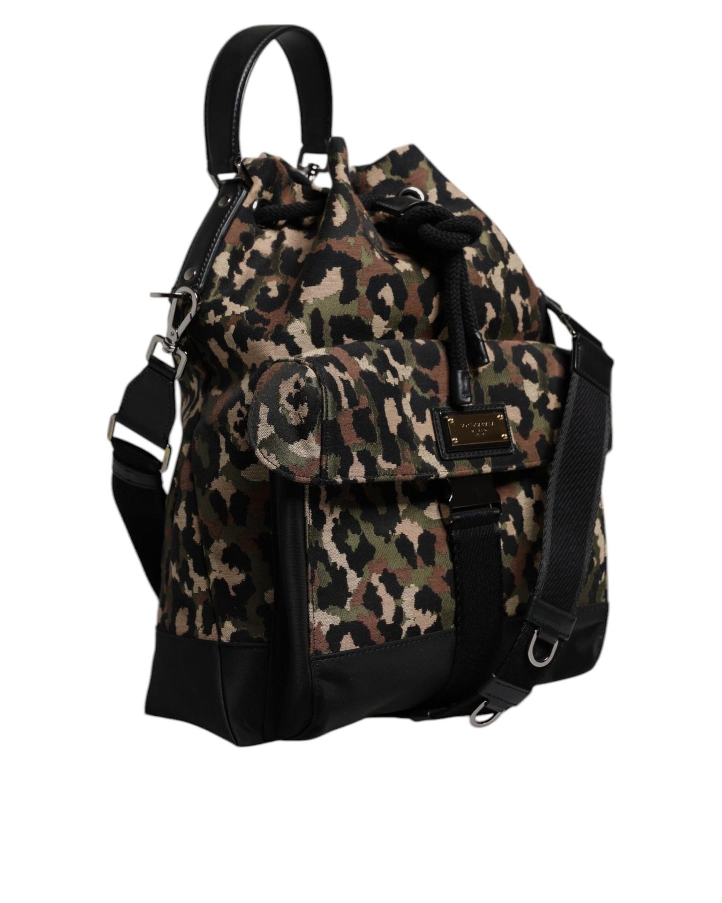 Dolce & Gabbana Men's Multicolor Leopard Cotton Shoulder Bucket Bag - One Size