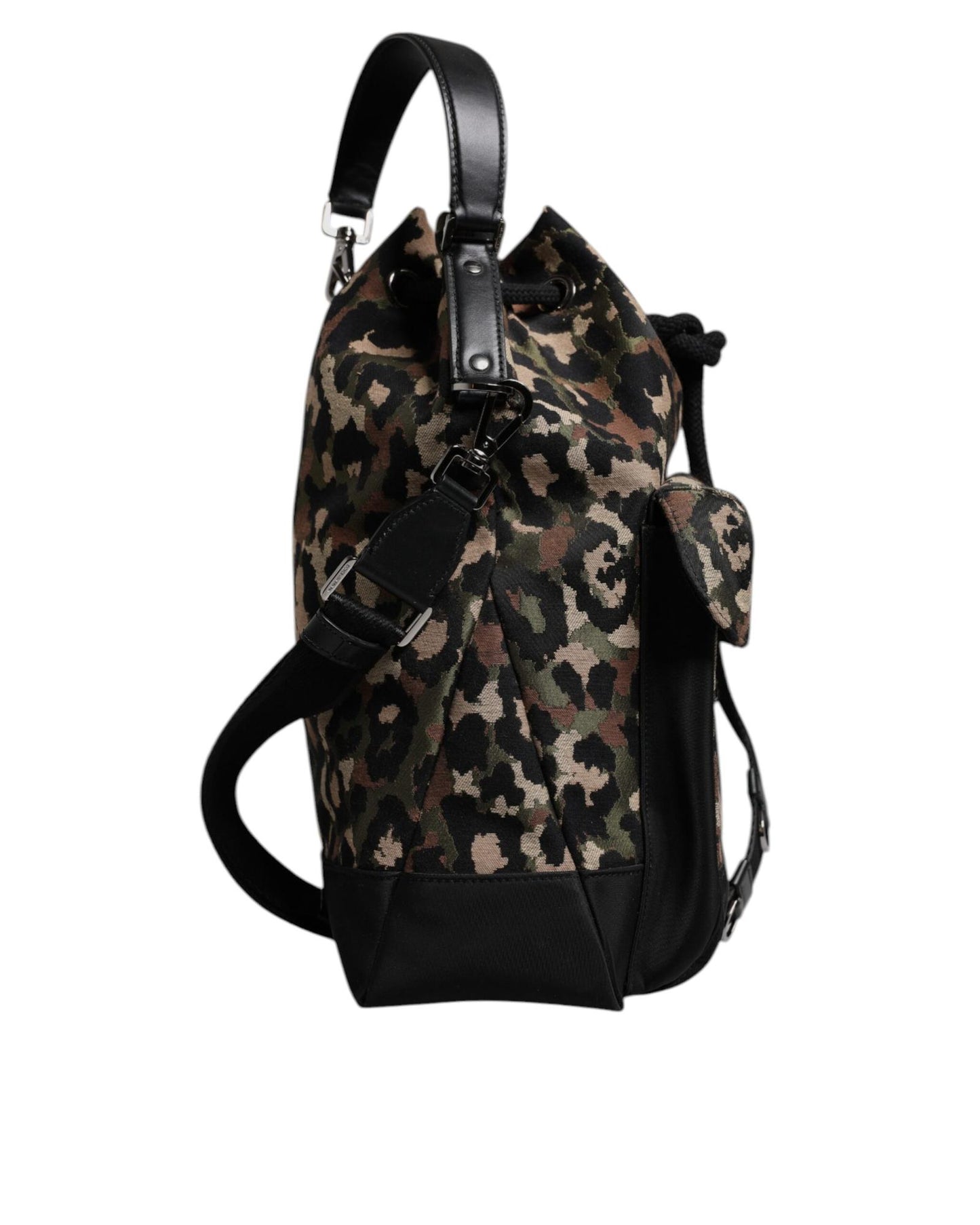 Dolce & Gabbana Men's Multicolor Leopard Cotton Shoulder Bucket Bag - One Size