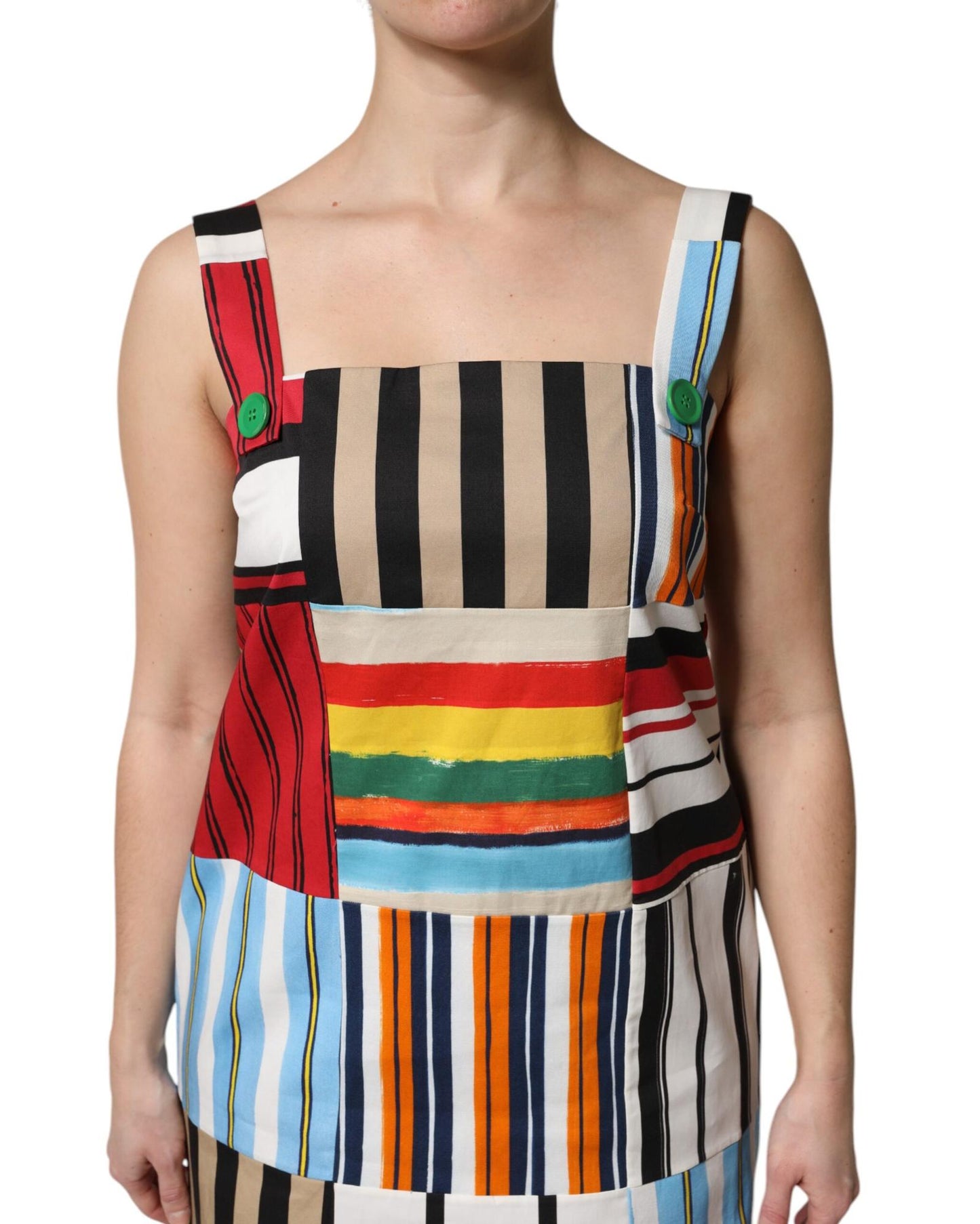 Dolce & Gabbana Women's Multicolor Cotton Stripe Sleeveless Dress - 40 IT