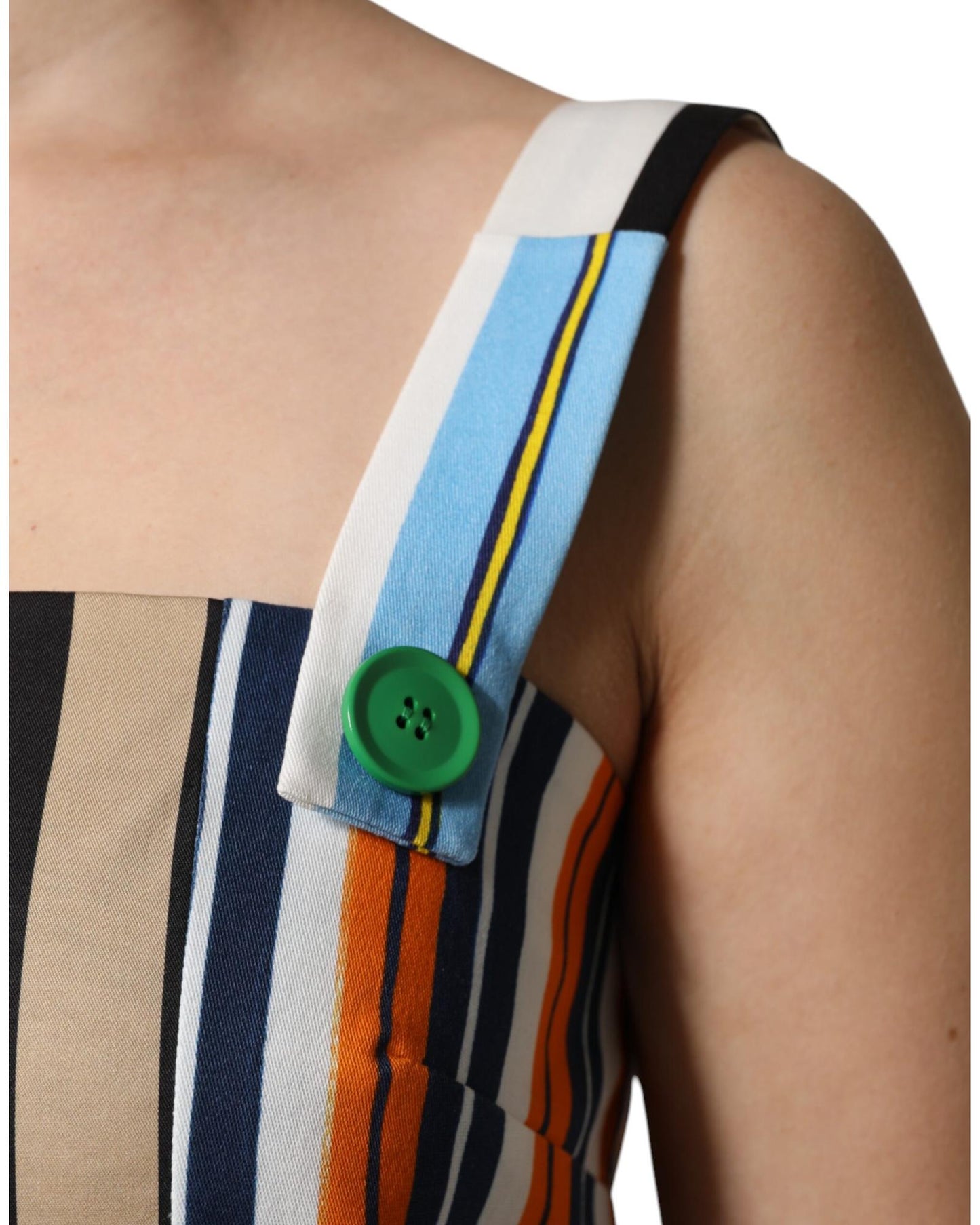 Dolce & Gabbana Women's Multicolor Cotton Stripe Sleeveless Dress - 42 IT