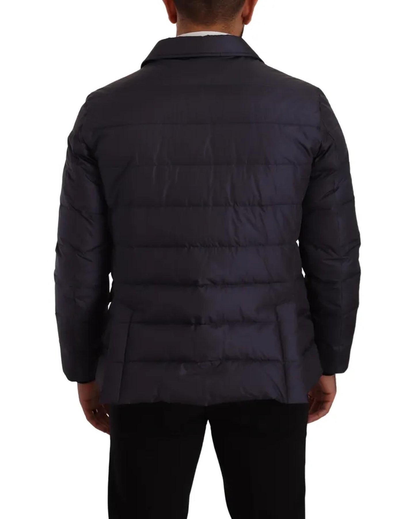 Dolce & Gabbana Men's Blue Silk Goat Coat Blouson Winter Jacket - 52 IT