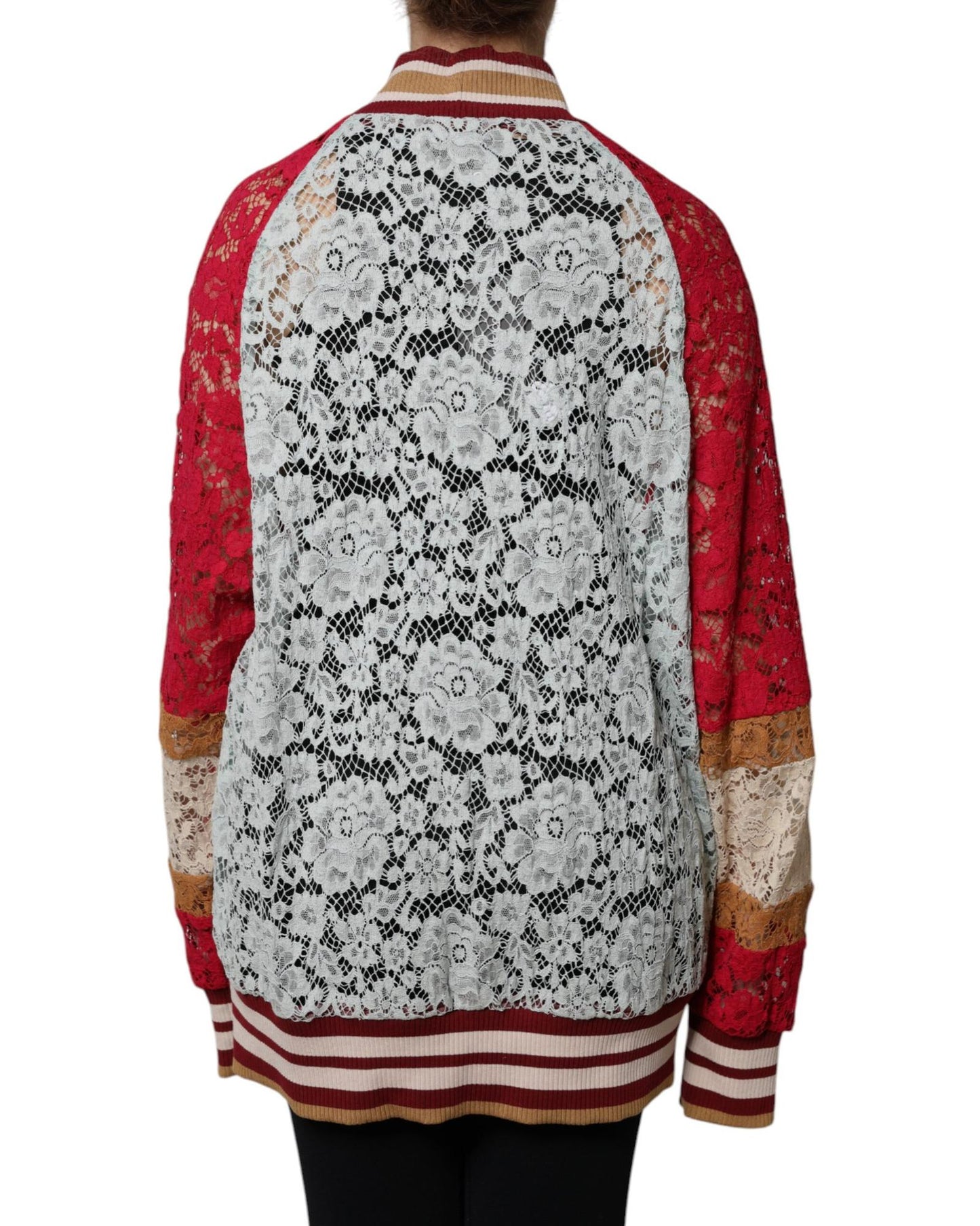 Dolce & Gabbana Women's Multicolor Floral Lace Cardigan Sweater - 40 IT
