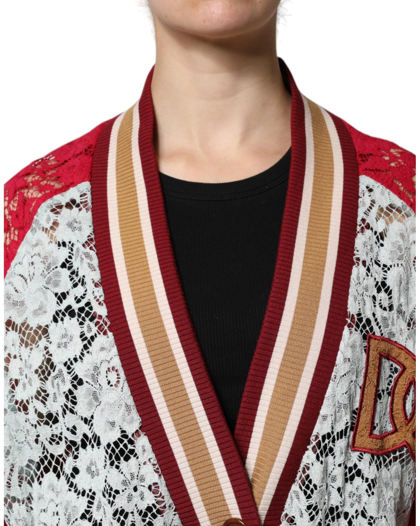 Dolce & Gabbana Women's Multicolor Floral Lace Cardigan Sweater - 40 IT