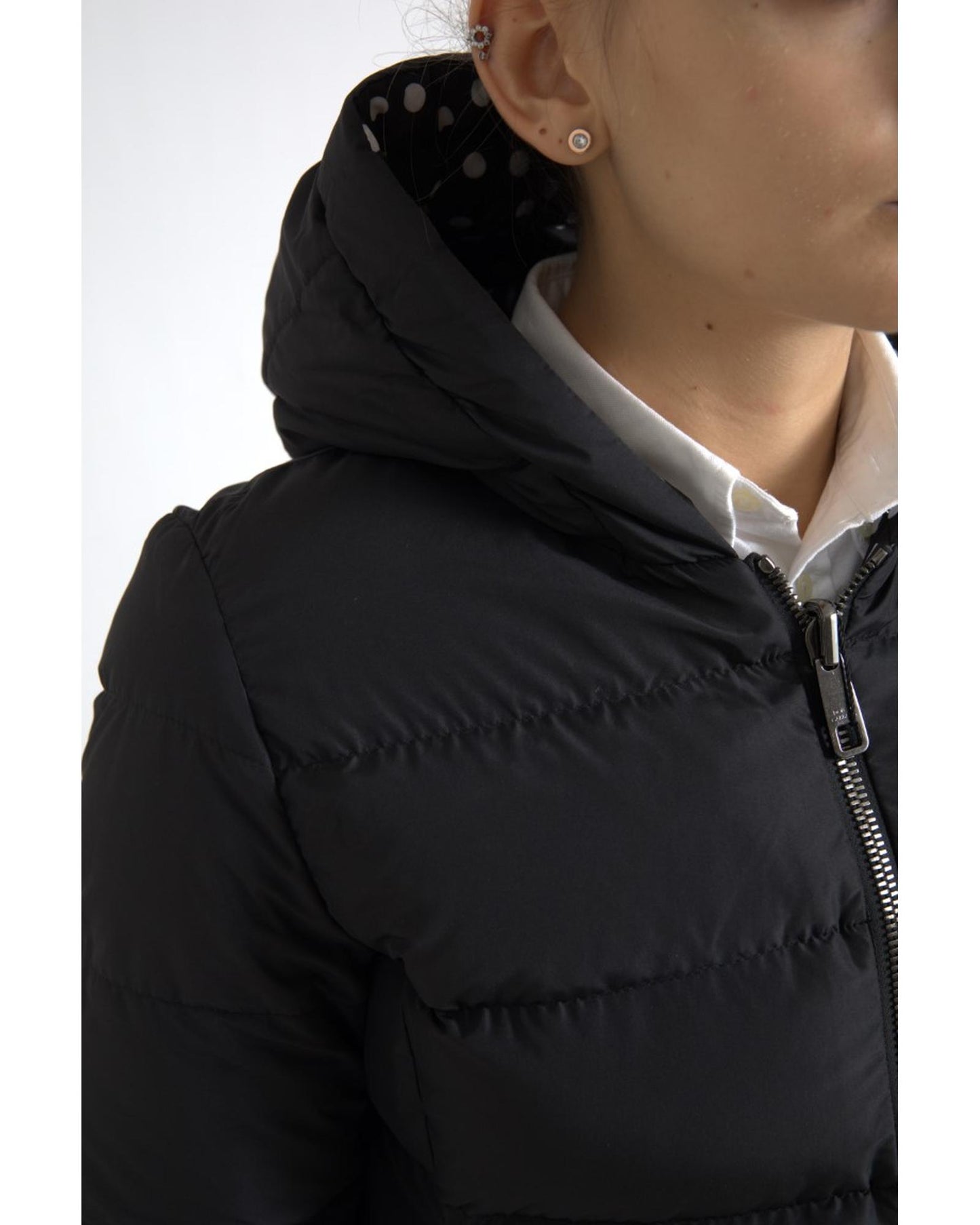 Dolce & Gabbana Women's Elegant Full Zip Black Hooded Jacket - 42 IT