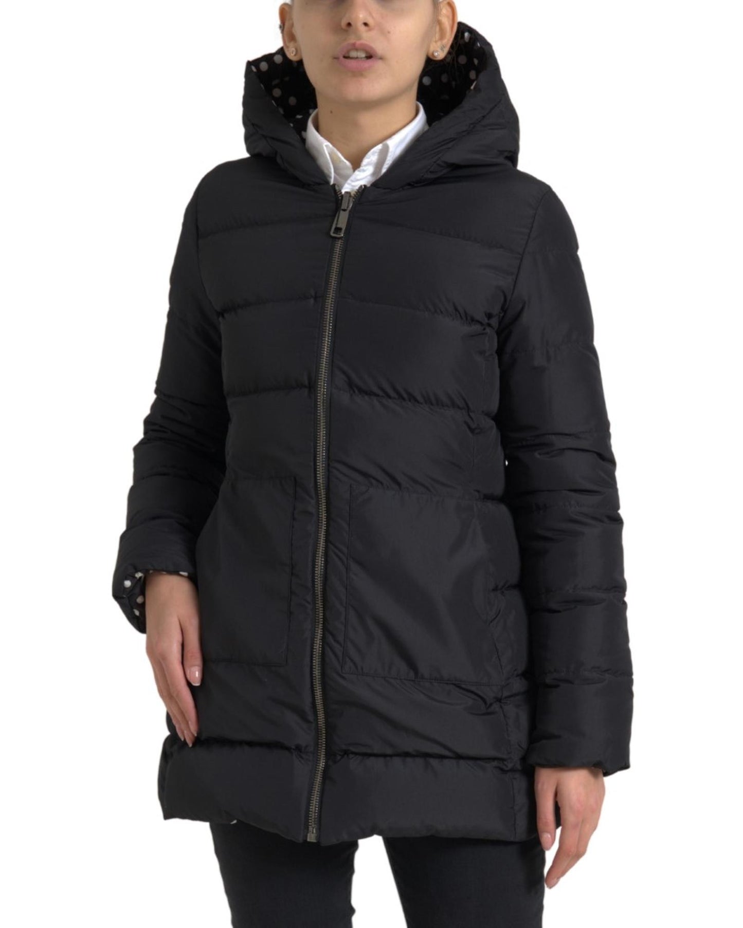 Dolce & Gabbana Women's Elegant Full Zip Black Hooded Jacket - 42 IT