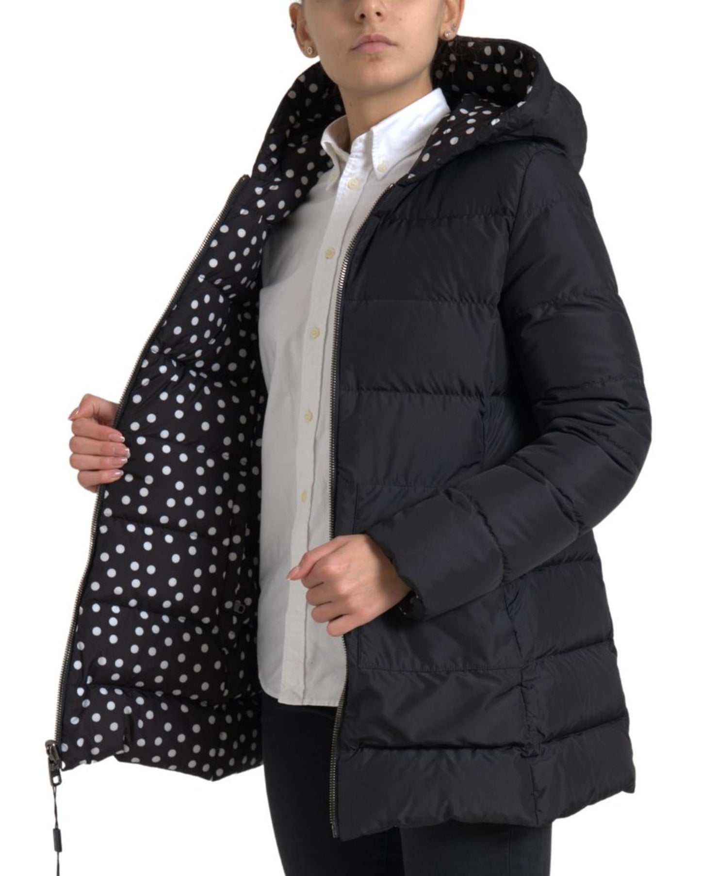 Dolce & Gabbana Women's Elegant Full Zip Black Hooded Jacket - 42 IT