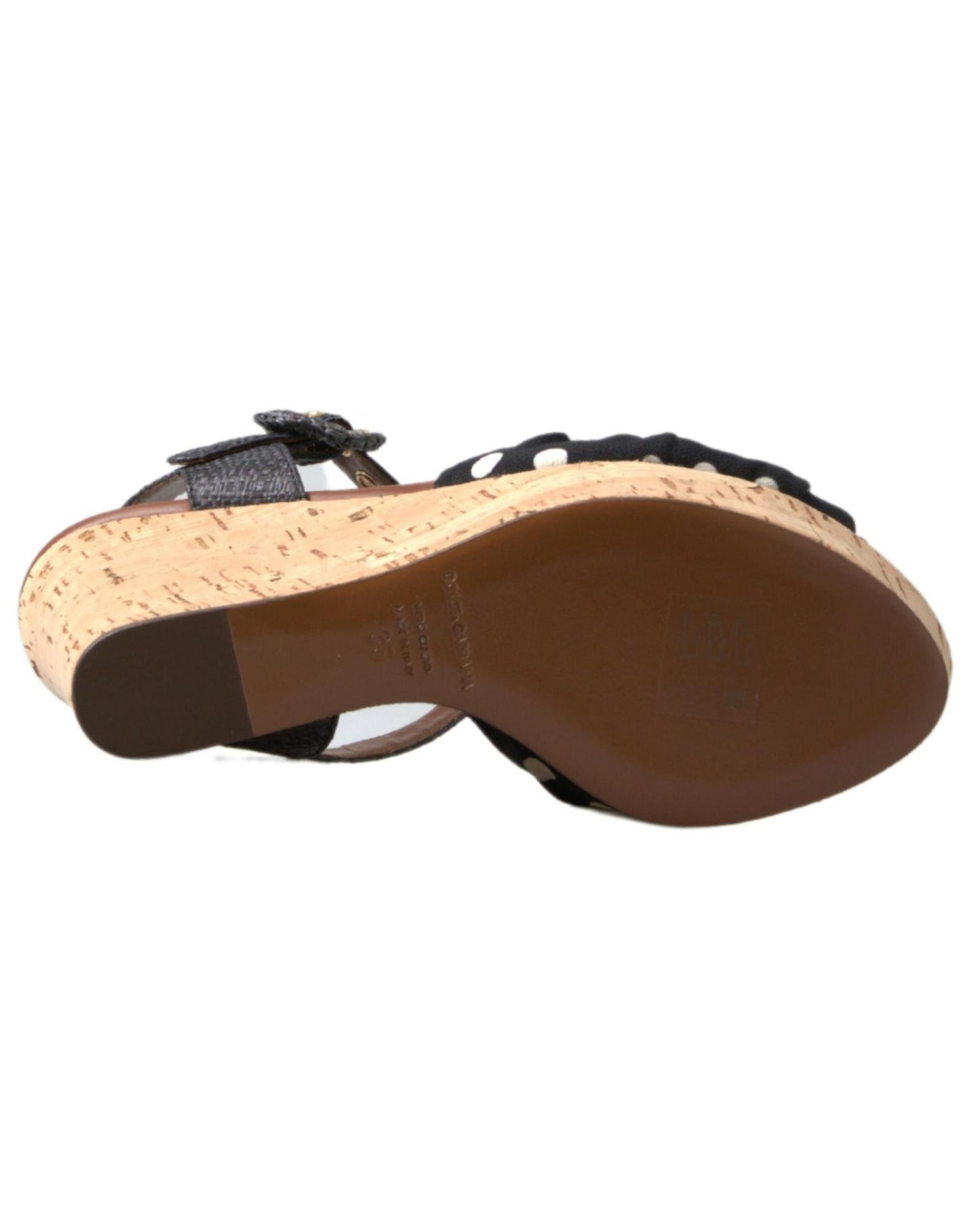 Dolce & Gabbana Women's Black Wedges Polka Dotted Ankle Strap Shoes Sandals - 37.5 EU