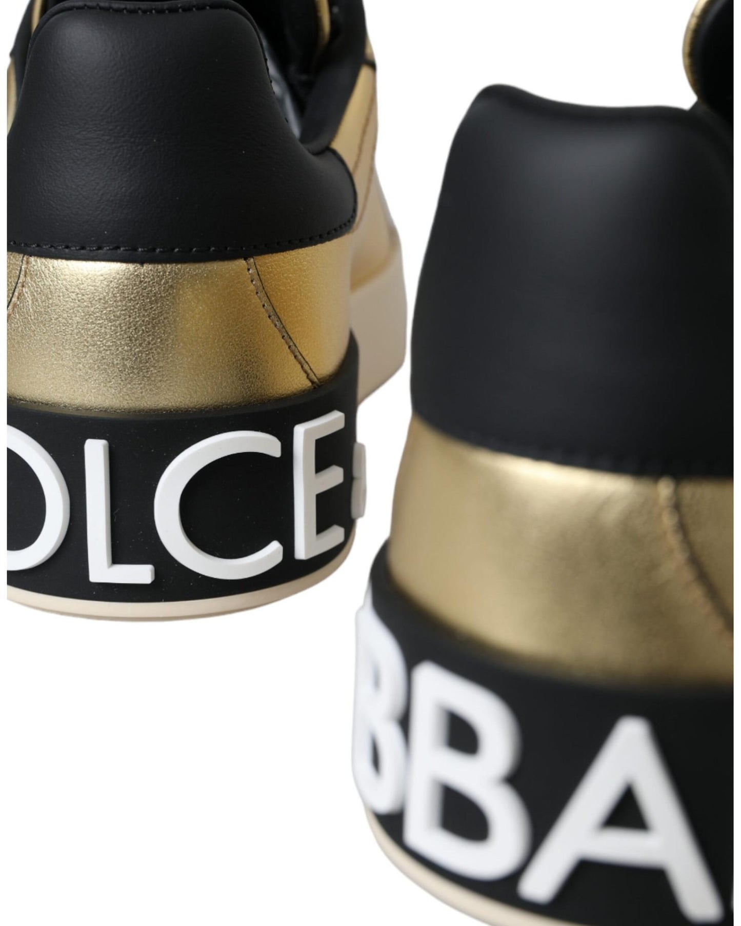 Dolce & Gabbana Women's Gold Portofino Calf Leather Sneakers Shoes - 37 EU