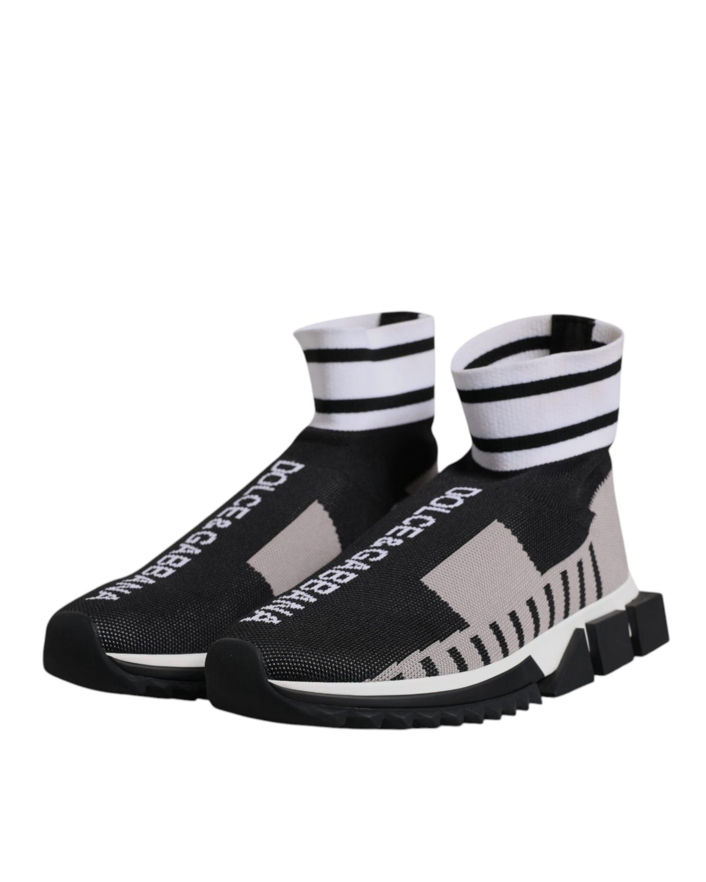 Dolce & Gabbana Women's Black Gray Sorrento Socks Sneakers Shoes - 36 EU