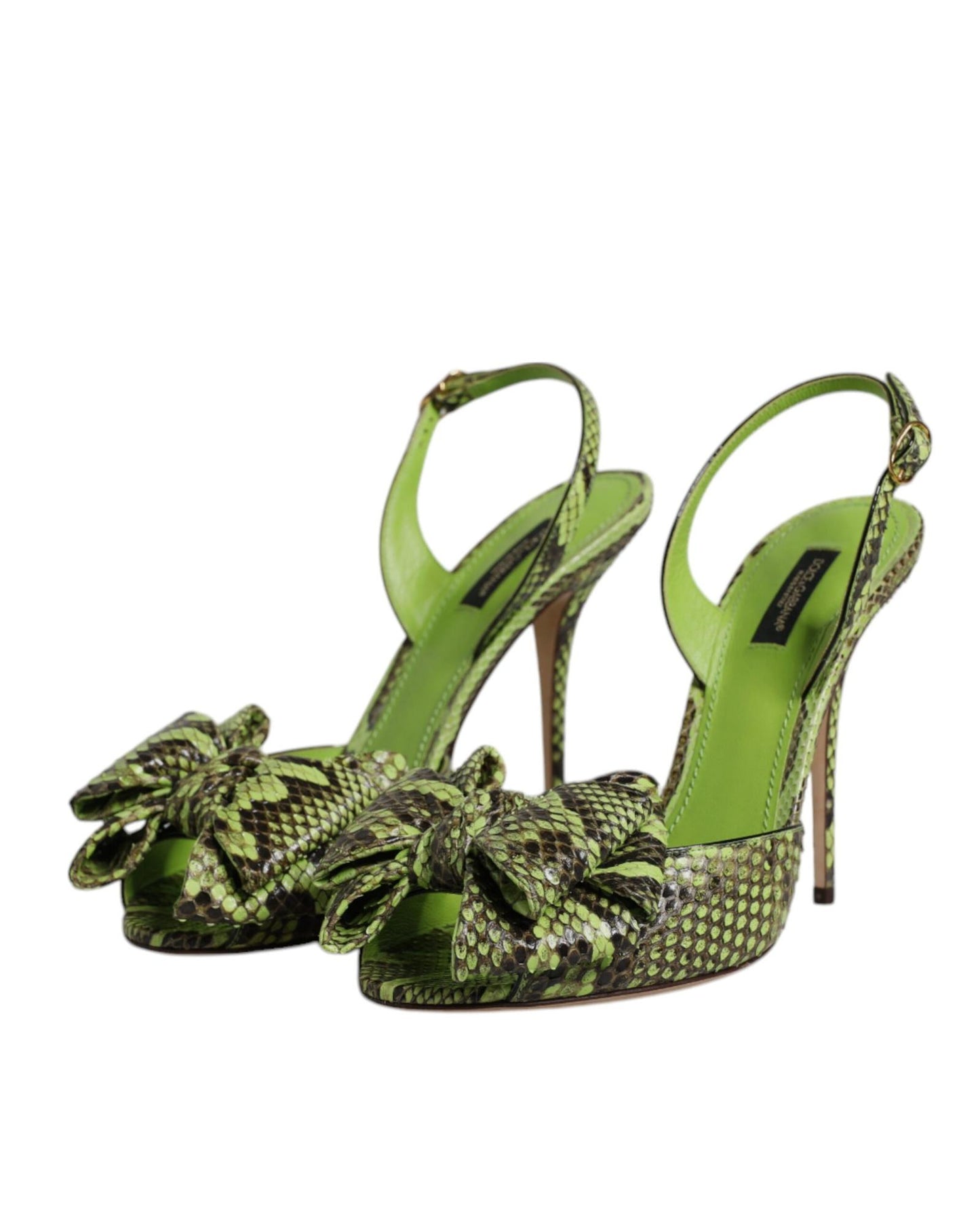 Dolce & Gabbana Women's Green Python Leather Heels Sandals Shoes - 37.5 EU