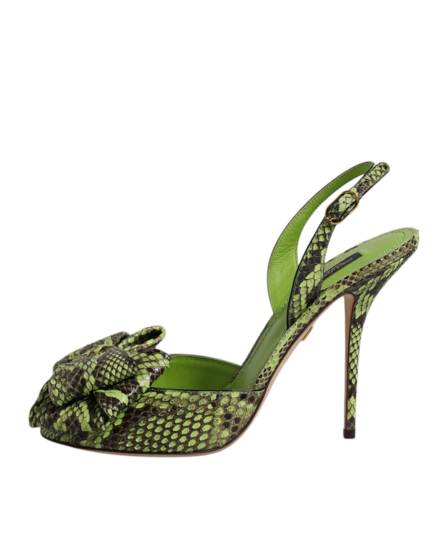 Dolce & Gabbana Women's Green Python Leather Heels Sandals Shoes - 37.5 EU
