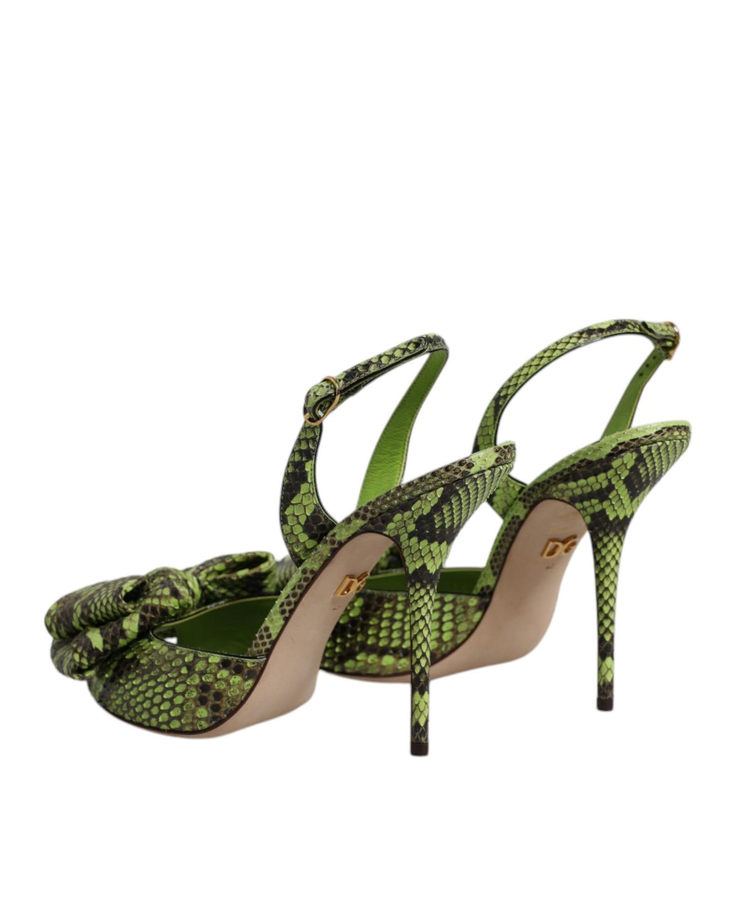 Dolce & Gabbana Women's Green Python Leather Heels Sandals Shoes - 40 EU