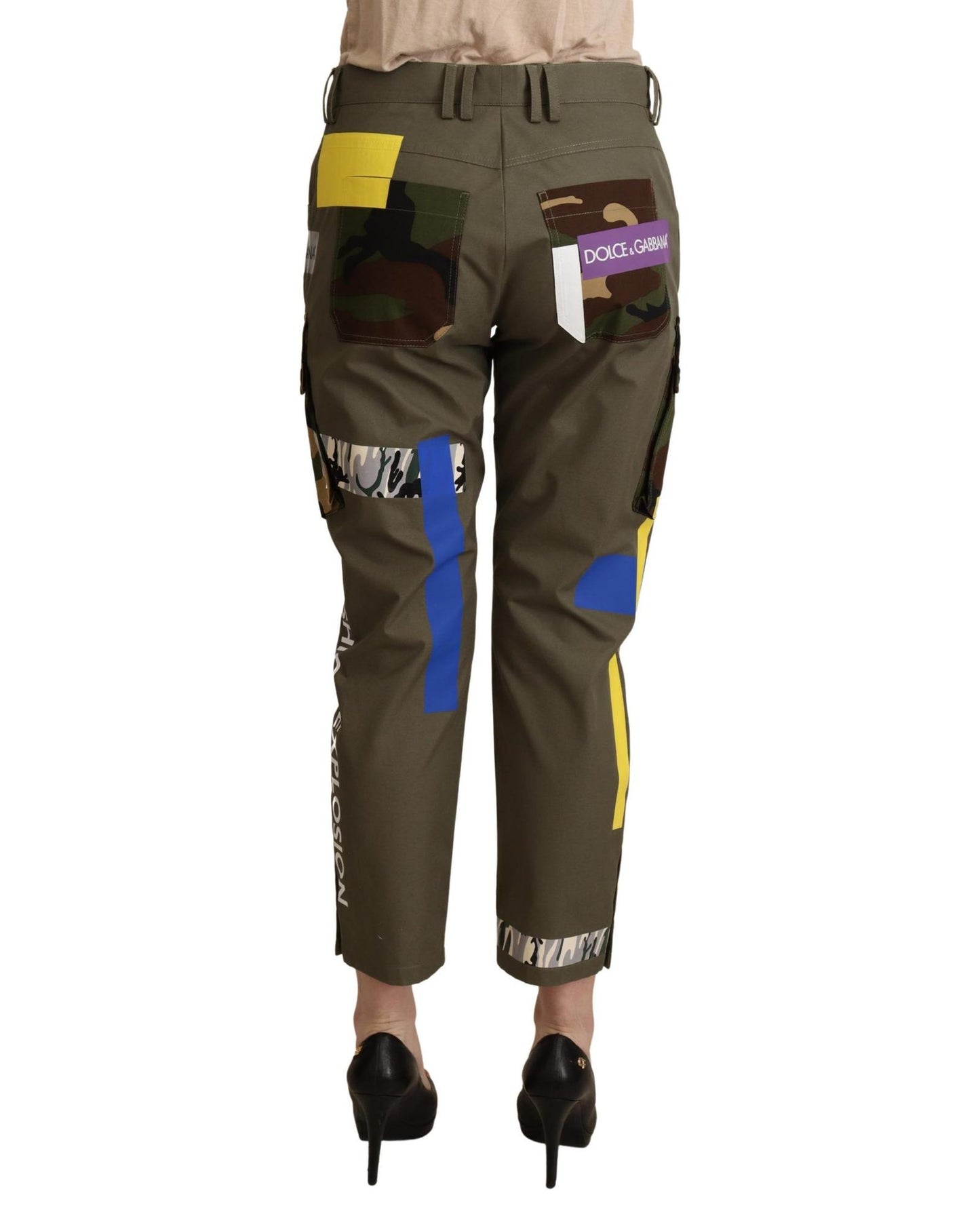 Dolce & Gabbana Women's Green Military Cargo Trouser Cotton Pants - 40 IT