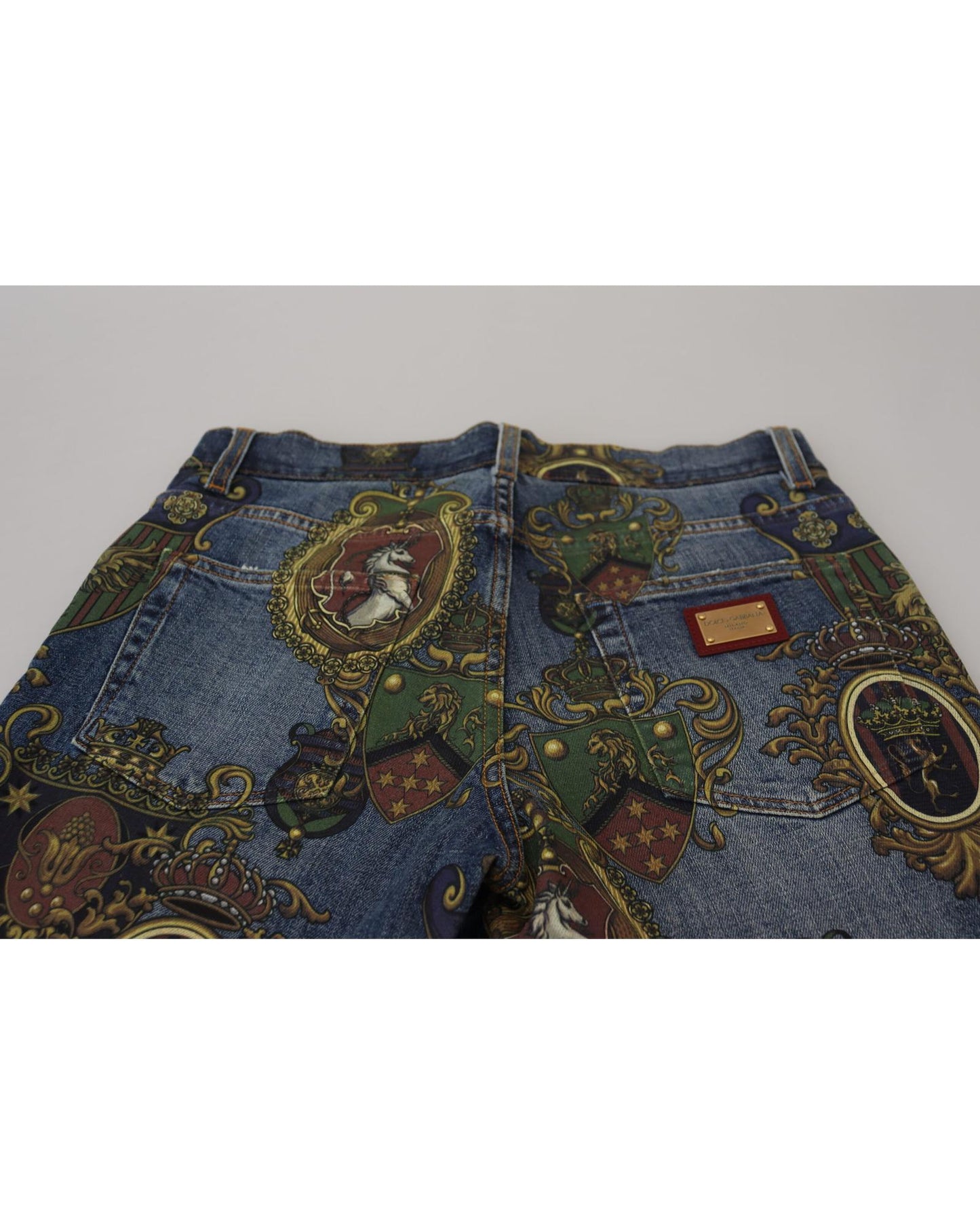 Dolce & Gabbana Men's Blue Medal Print Slim Fit Cotton Jeans - 46 IT