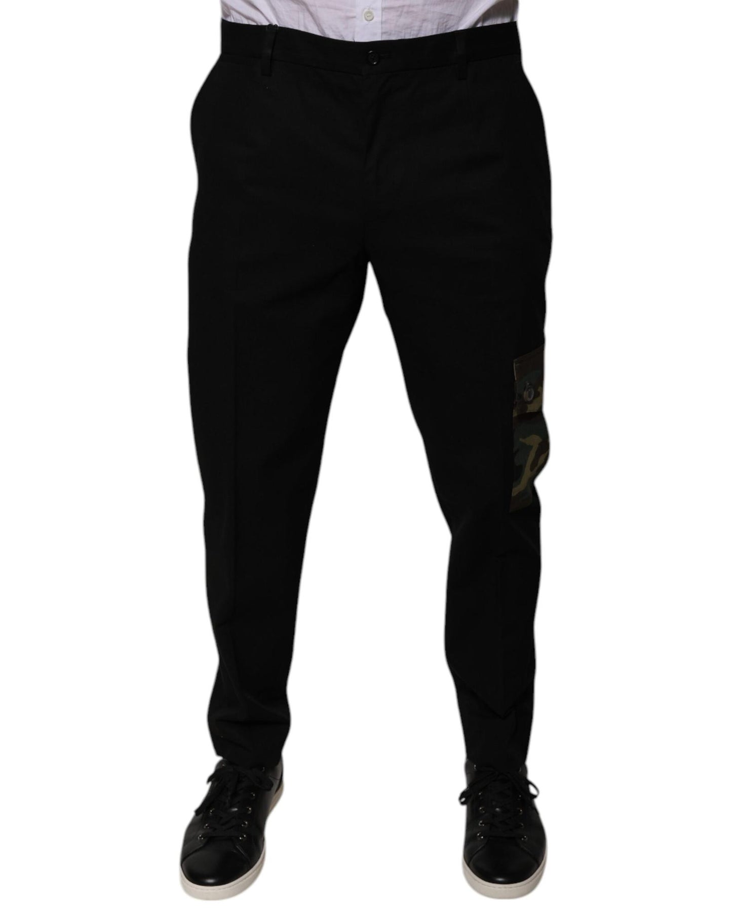 Dolce & Gabbana Men's Black Cotton Cargo Casual Pants - 52 IT