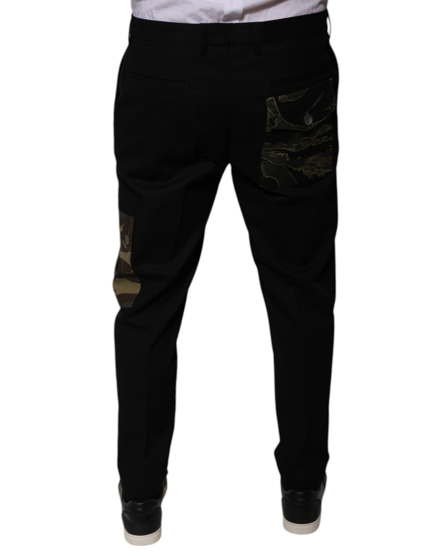 Dolce & Gabbana Men's Black Cotton Cargo Casual Pants - 52 IT