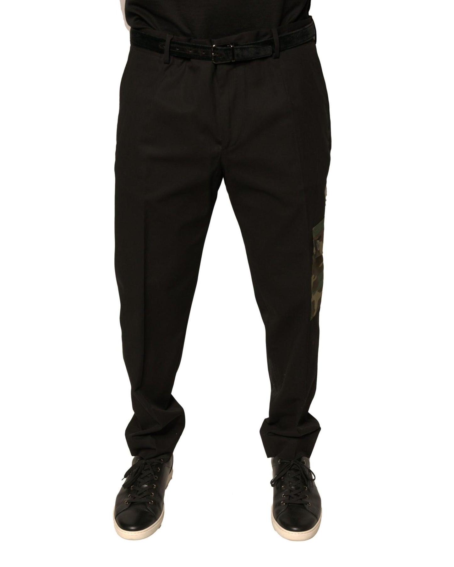 Dolce & Gabbana Men's Black Cotton Cargo Casual Pants - 52 IT