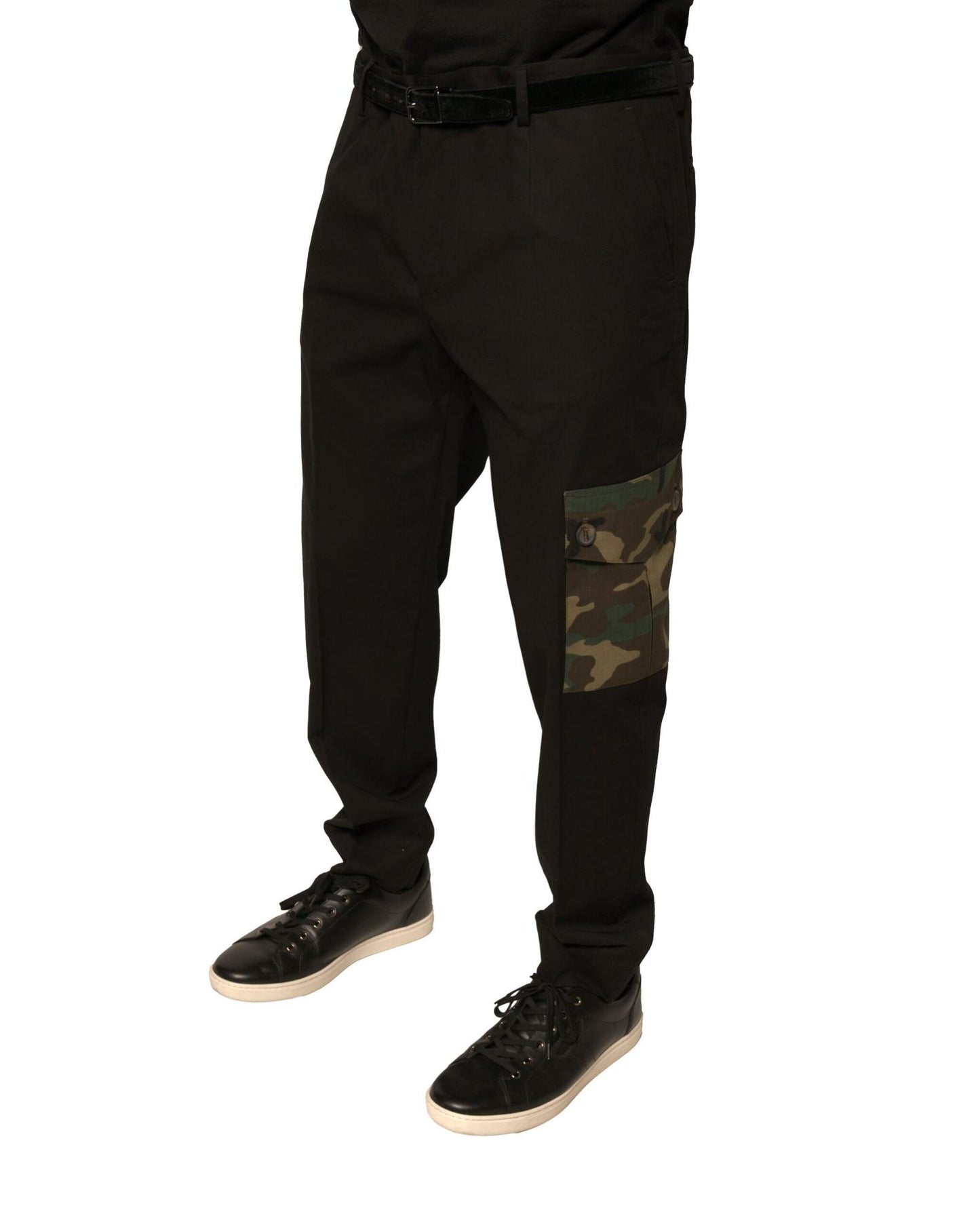 Dolce & Gabbana Men's Black Cotton Cargo Casual Pants - 52 IT