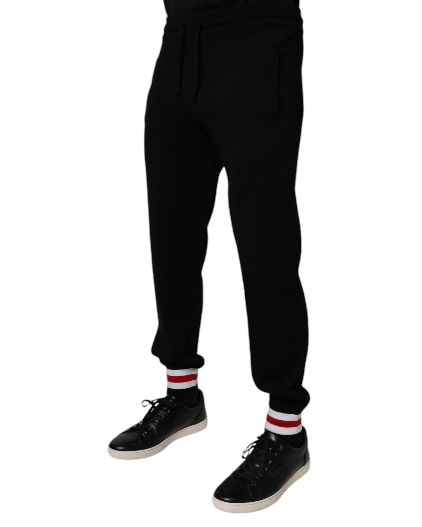 Dolce & Gabbana Men's Black Wool Mid Waist Jogger Sweatpants Pants - 48 IT