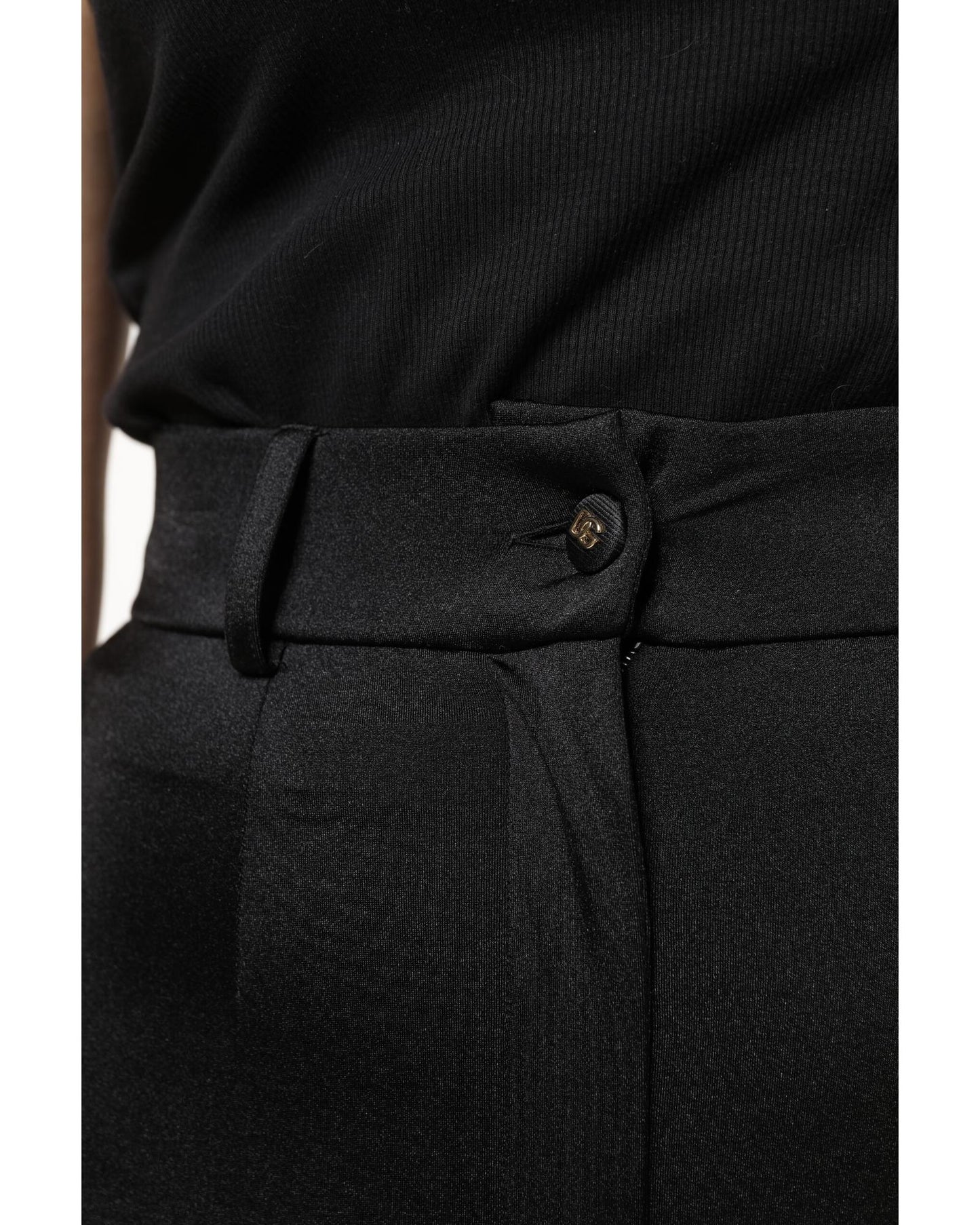 Dolce & Gabbana Women's Black Nylon High Waist Slim Fit Pants - 40 IT