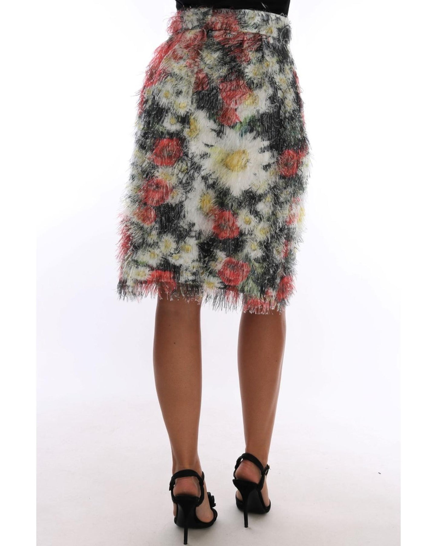 Floral Pencil Skirt with High Waist and Logo Details 42 IT Women