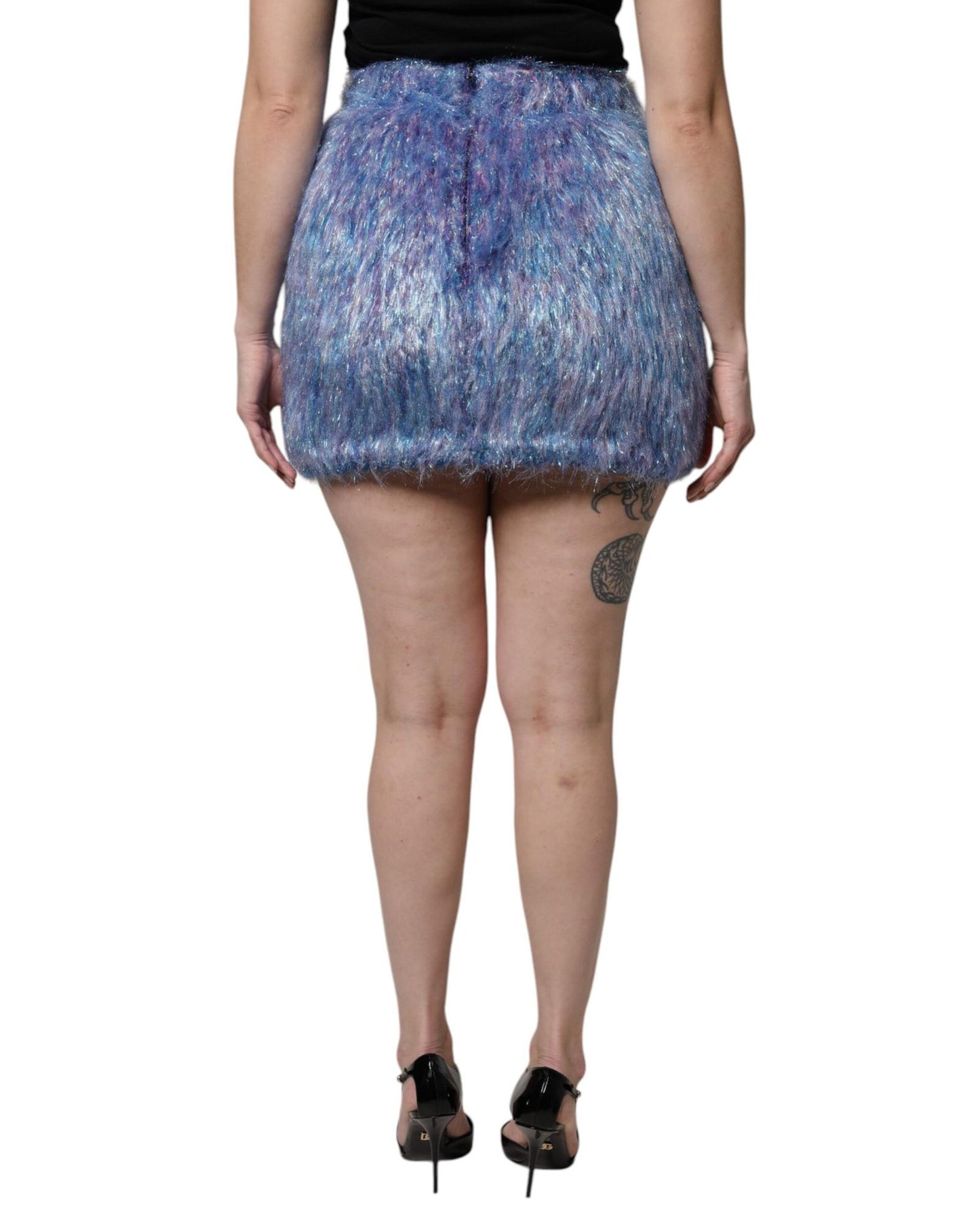 Dolce & Gabbana Women's Multicolor Plush High Waist Mini Skirt - 42 IT