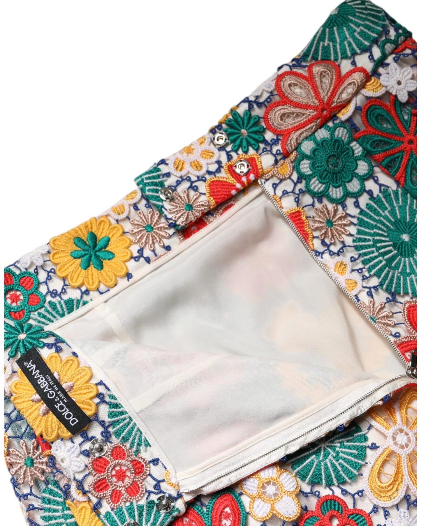 Dolce & Gabbana Women's Multicolor Floral Lace High Waist Mini Skirt - 40 IT