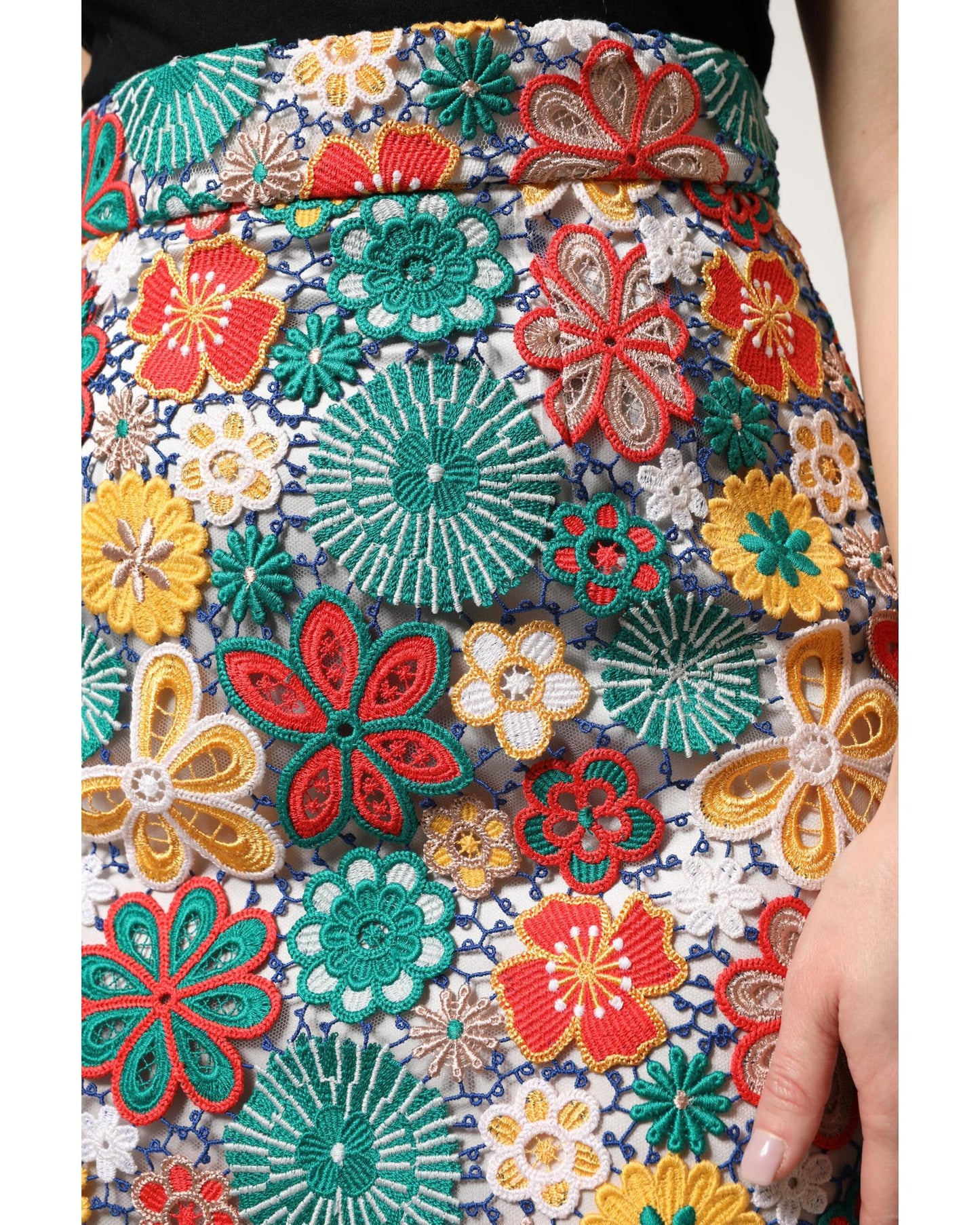 Dolce & Gabbana Women's Multicolor Floral Lace High Waist Mini Skirt - 40 IT