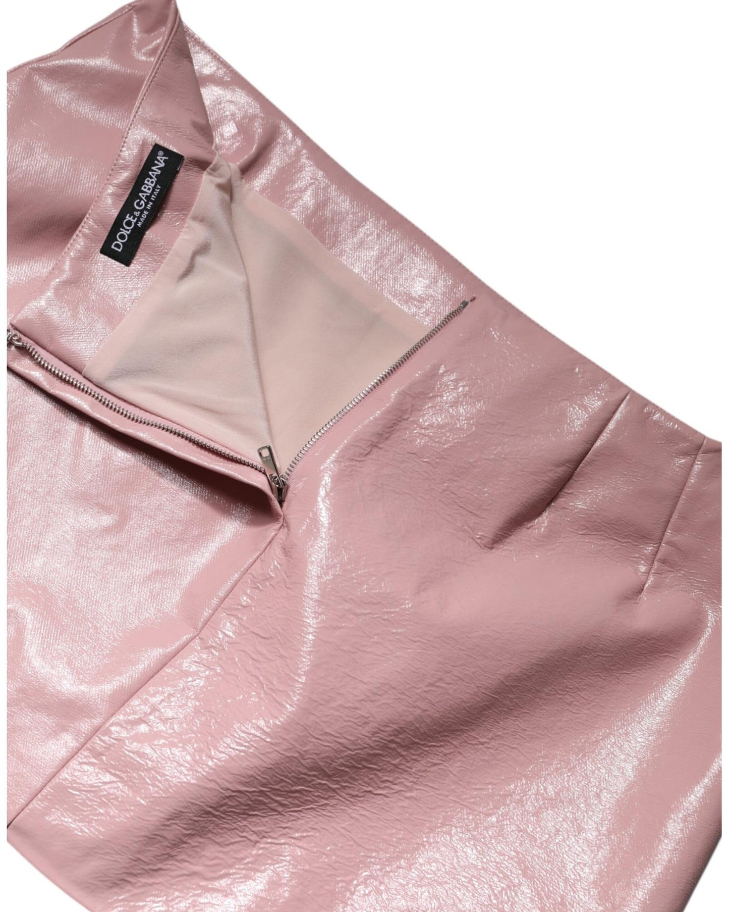 Dolce & Gabbana Women's Glossy Pink Cotton High Waist Mini Skirt - 44 IT